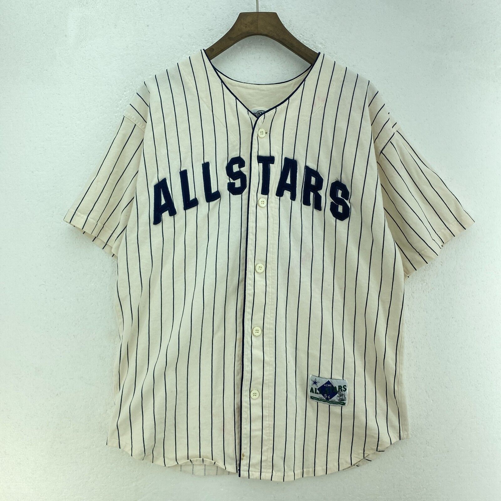 All Stars Bugs Bunny Looney Tunes Pinstripe Button Up White T-shirt Size M