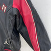 Nike Air Jordan Full Zip Black Red Leather Jacket Size S Kids