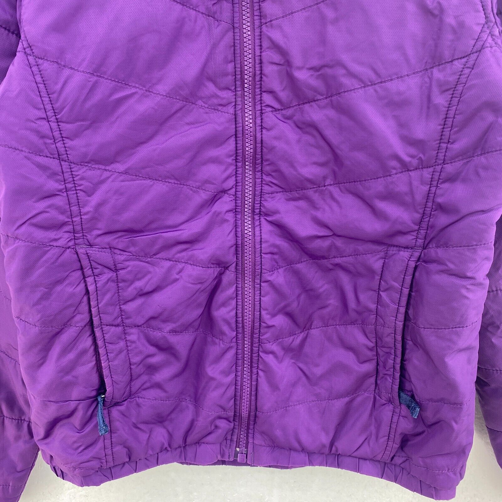 The North Face Logo Full Zip Purple Down Filled Jacket Size S Women's