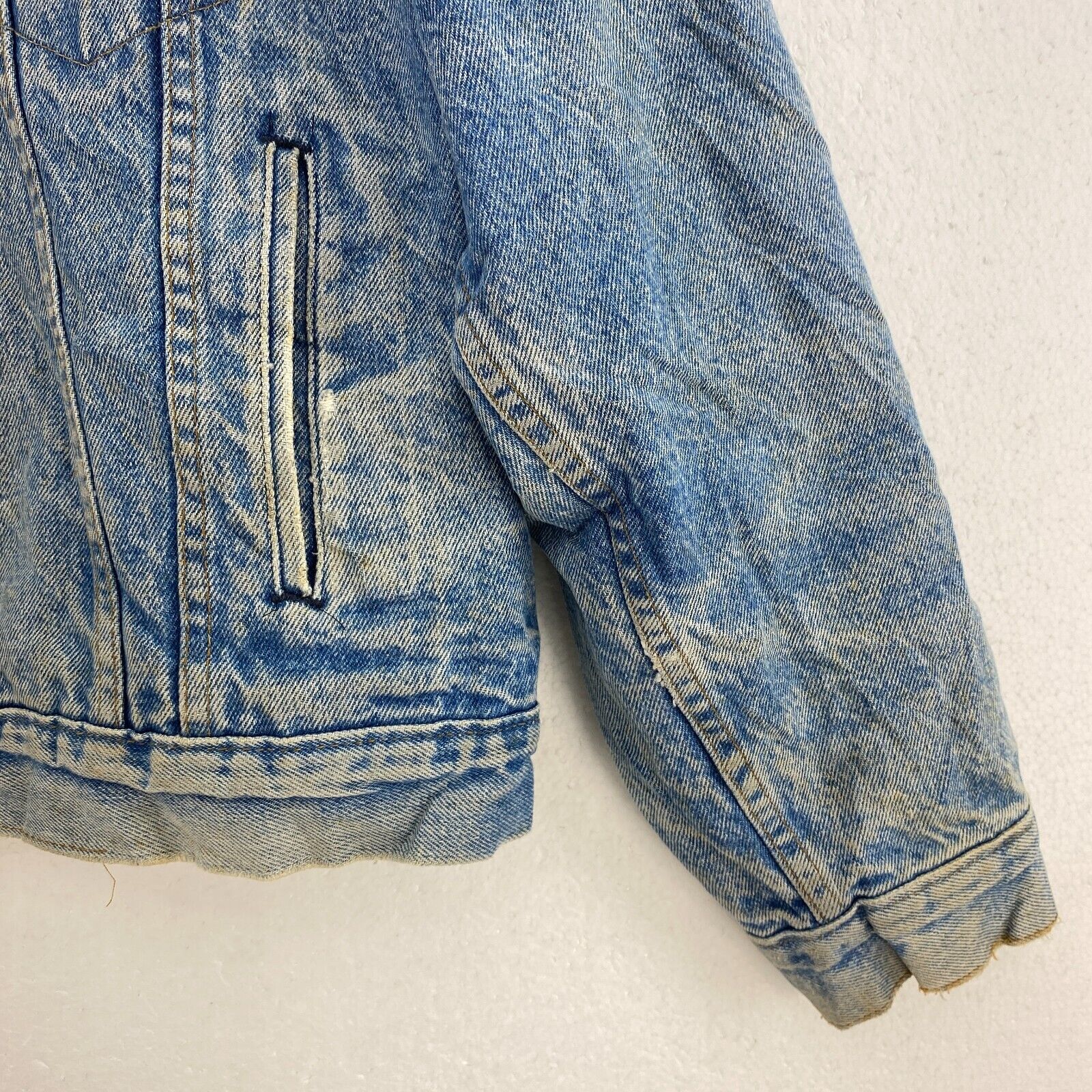 Levi Strauss Orange Tab Blue Wash Denim Sherpa Jacket Size M
