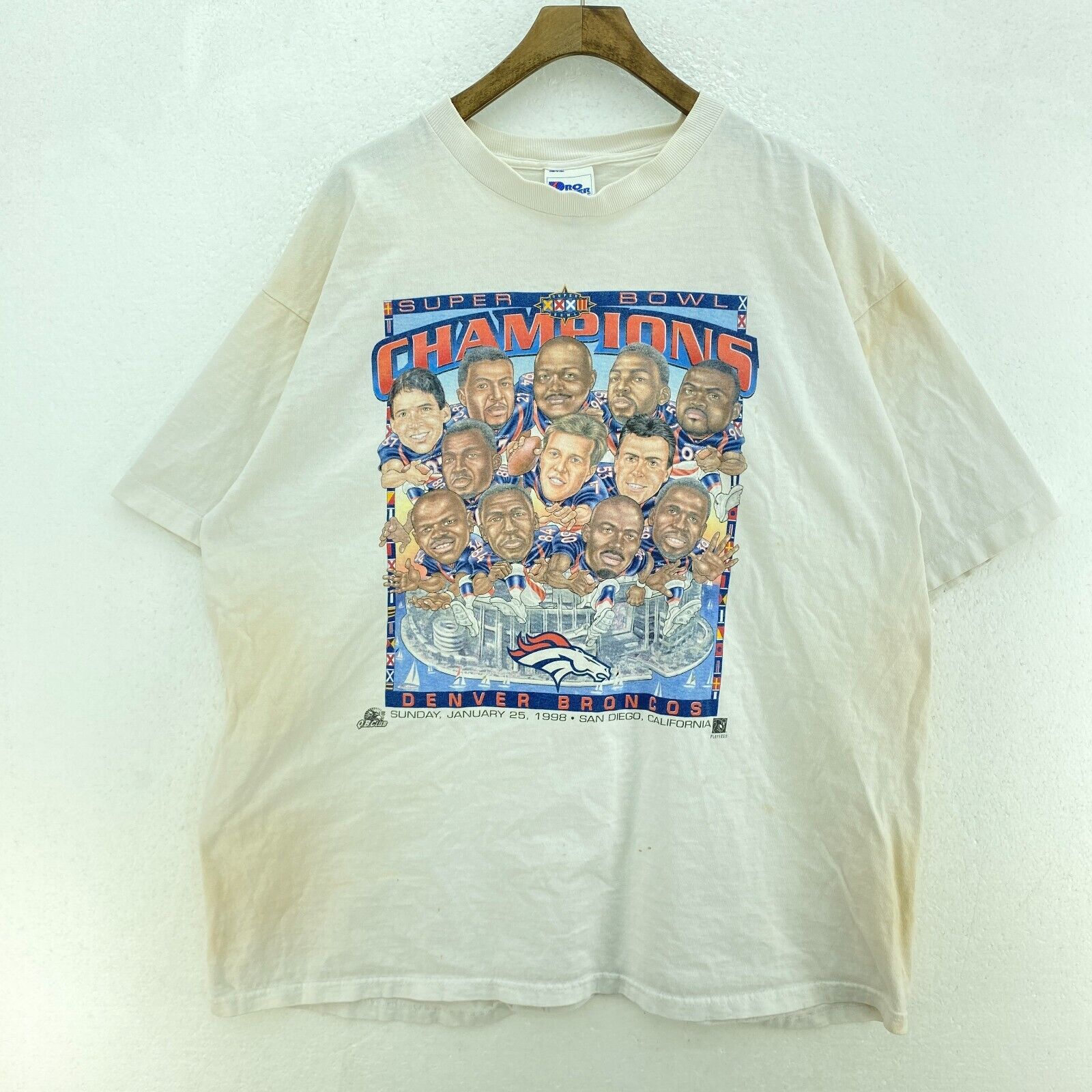Pro Player Vintage Super Bowl Denver Broncos NFL White T-shirt Size 2XL
