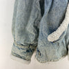 Vintage Sherpa Lined Full Zip Acid Wash Blue Denim Jacket Size M