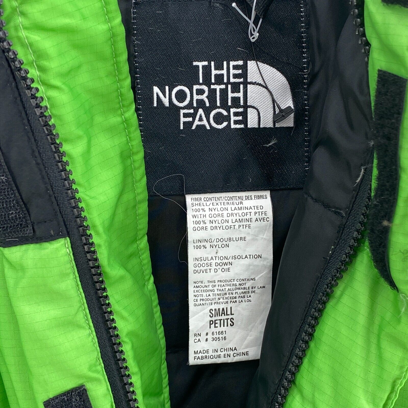 The North Face Insulated Green Hooded Jacket Size S Full Zip Up Gore Dryloft