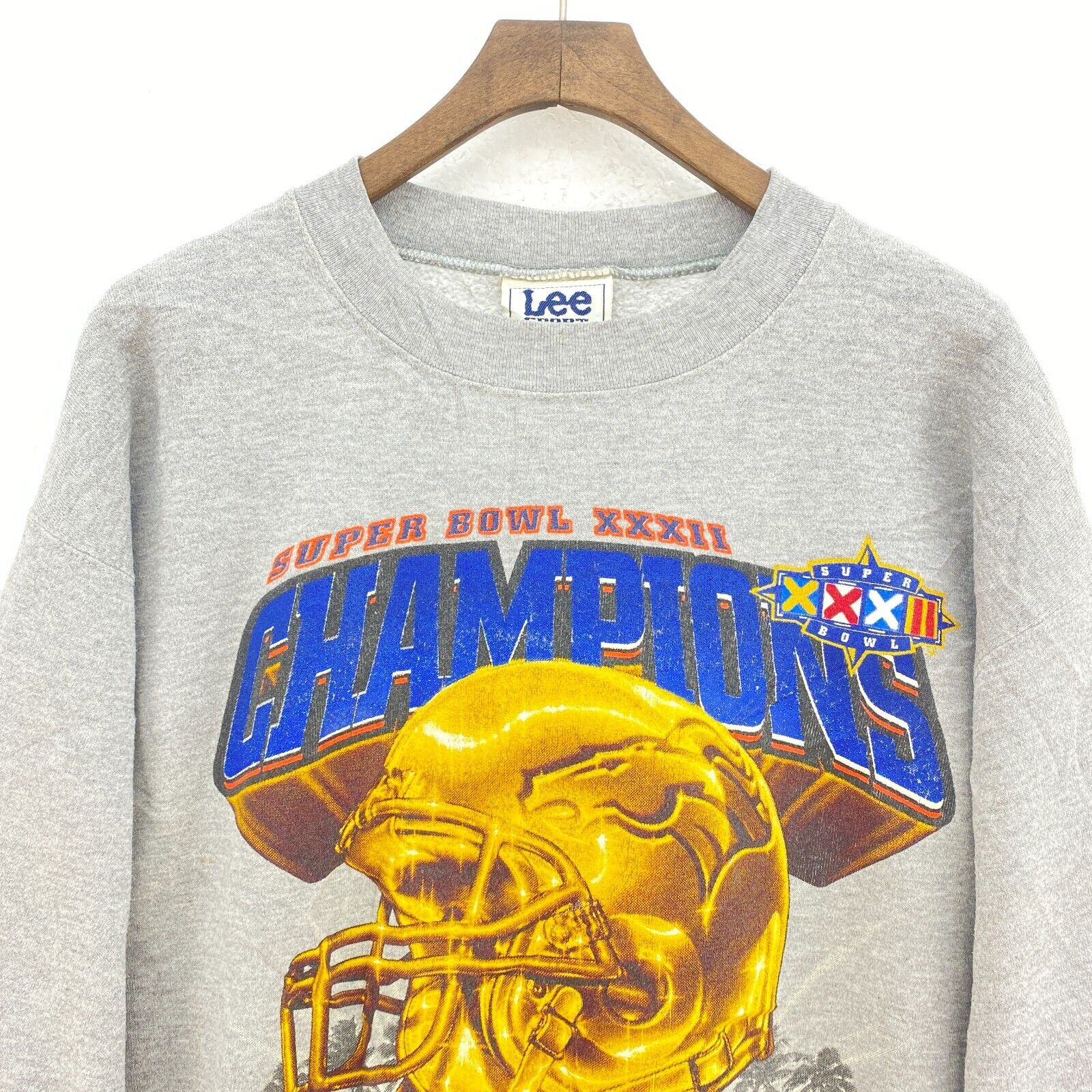 Denver Broncos San Diego Super Bowl XXXII NFL 1998 Gray Sweatshirt Size M