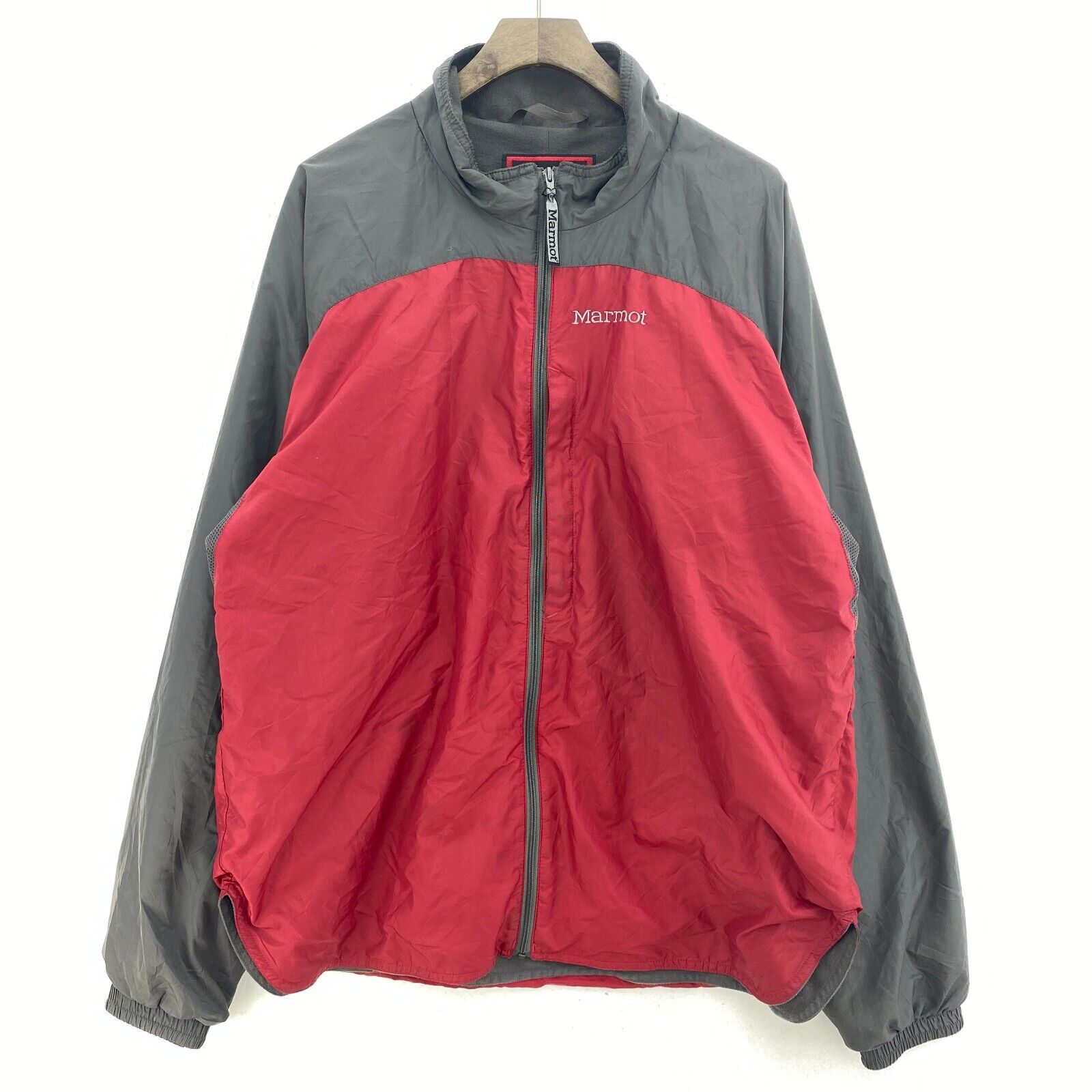 Vintage Marmot Full Zip Red Gray Lightweight Jacket Size L Windbreaker