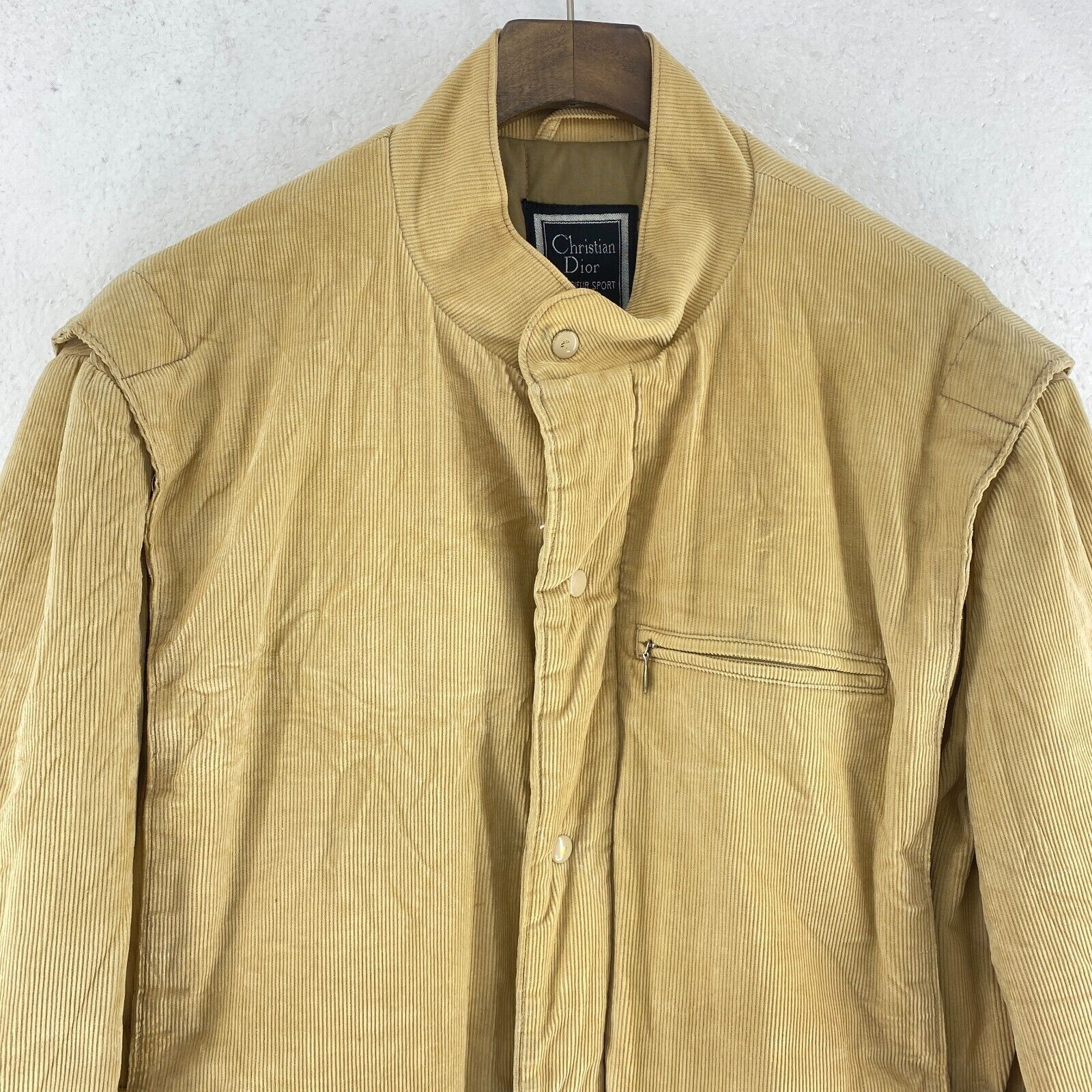 Christian Dior Paris Corduroy Full Zip Insulated Jacket Size 38 Beige