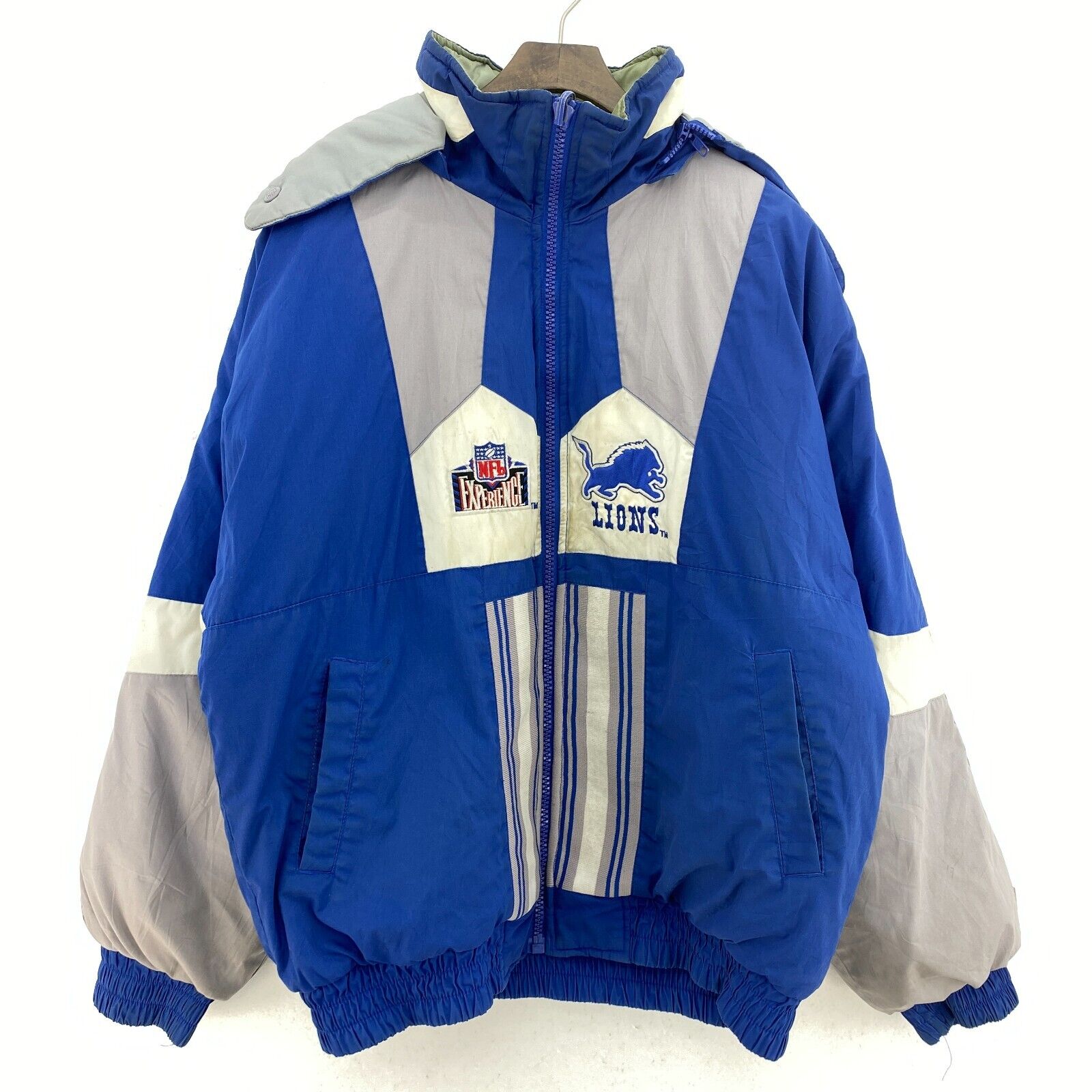 Pro Player Experience Reversible NFL Lions Full Zip Blue Insulated Jacket Size L