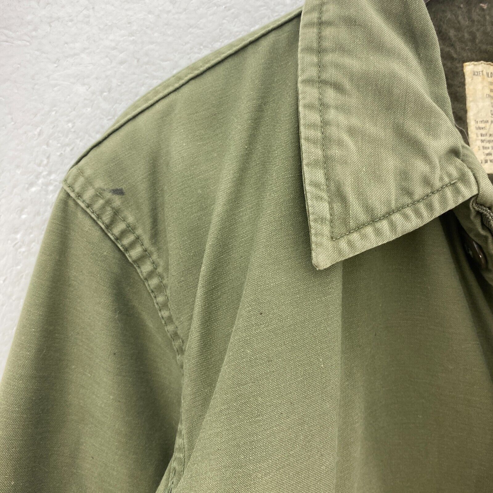 Vintage 1970s Military m-1 Stencil deck Jacket Green Large