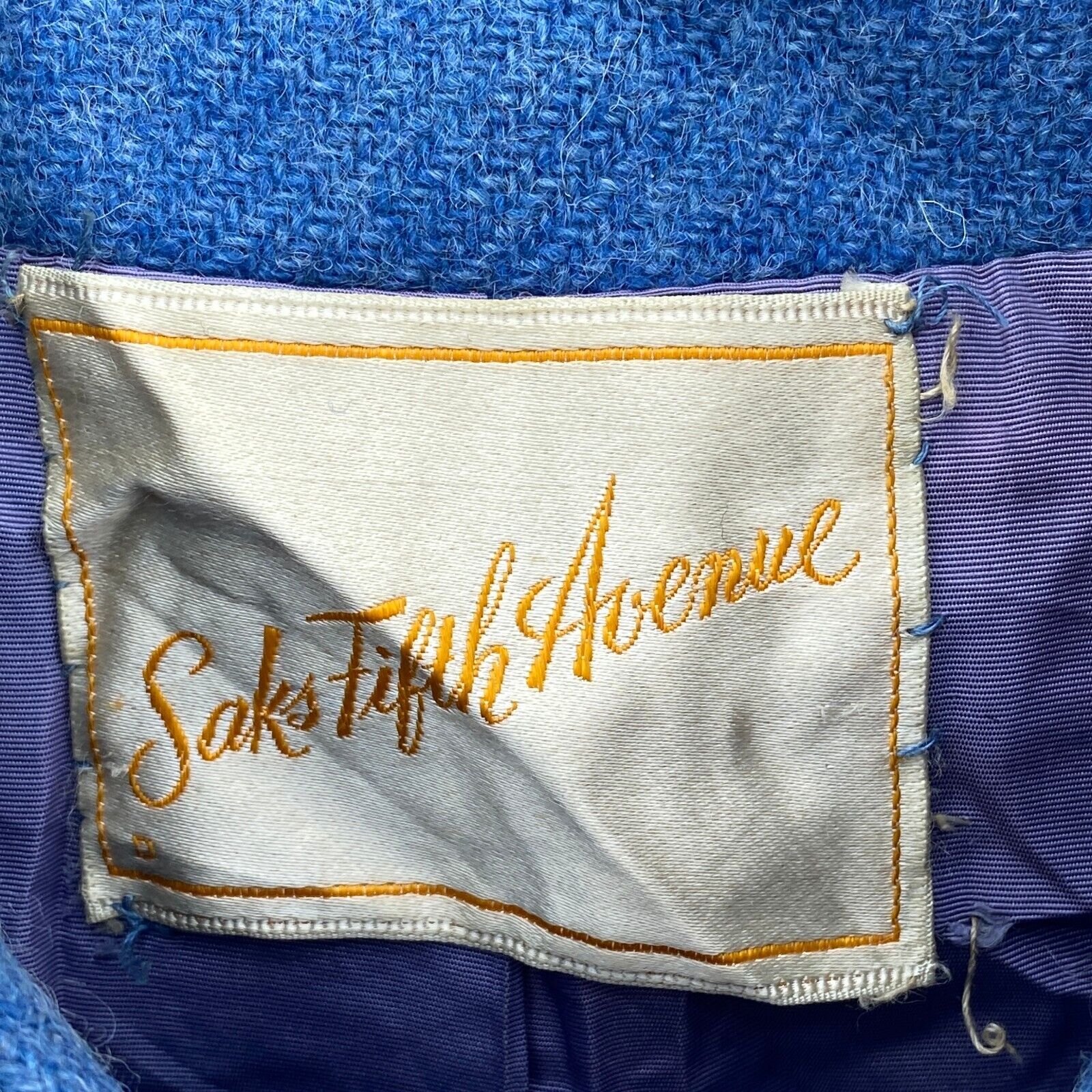Saks Fifth Avenue Blue Double Breasted Blue Wool Coat Jacket Size S Women's