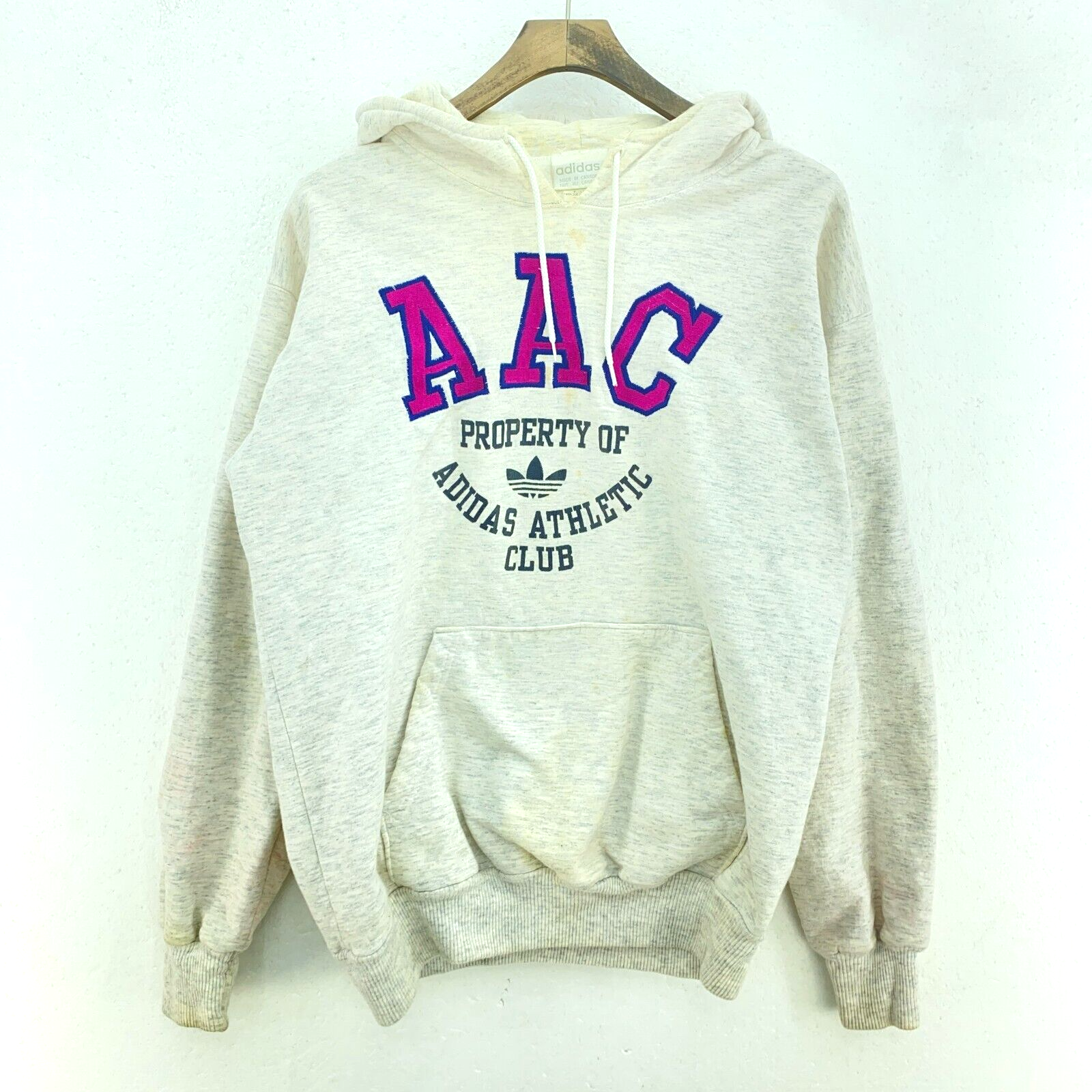 Vintage Adidas Athletic Club Hoodie Size M Heathered Gray