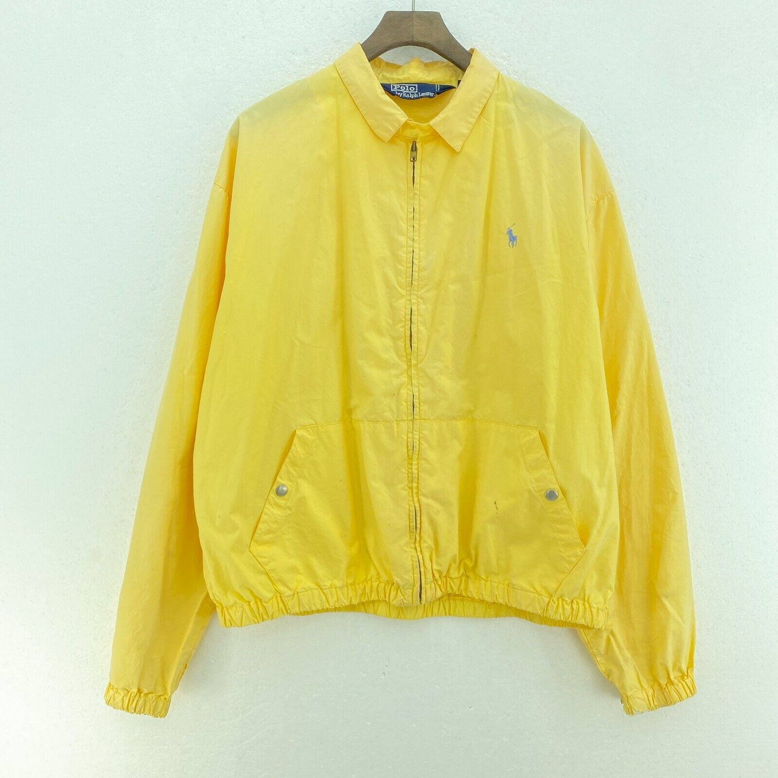 Polo By Ralph Lauren Logo Embroidered Yellow Light Jacket Size M Full Zip Up