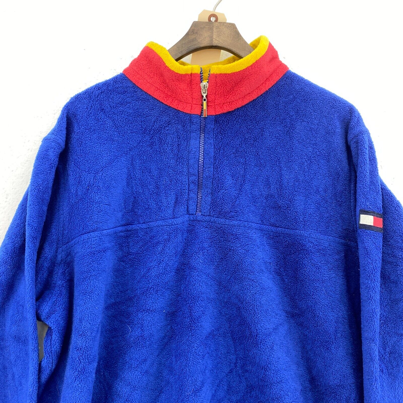 Tommy Hilfiger Quarter Zip Blue Fleece Pullover Jacket Size XL