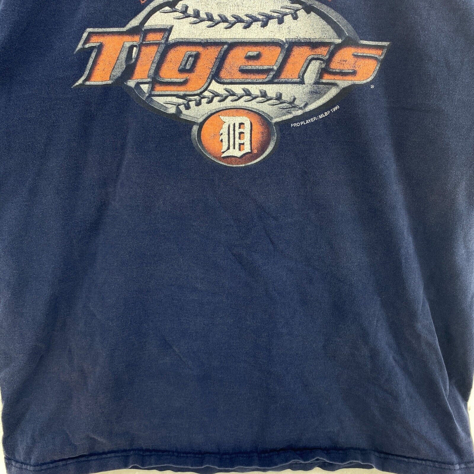 Vintage Pro Player Detroit Tigers MLB 1999 Navy Blue T-shirt Size L Tee