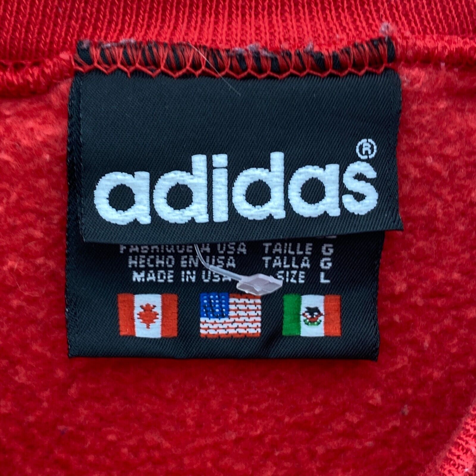 Vintage Adidas Logo Crewneck Red Sweatshirt Size L Kids Pullover