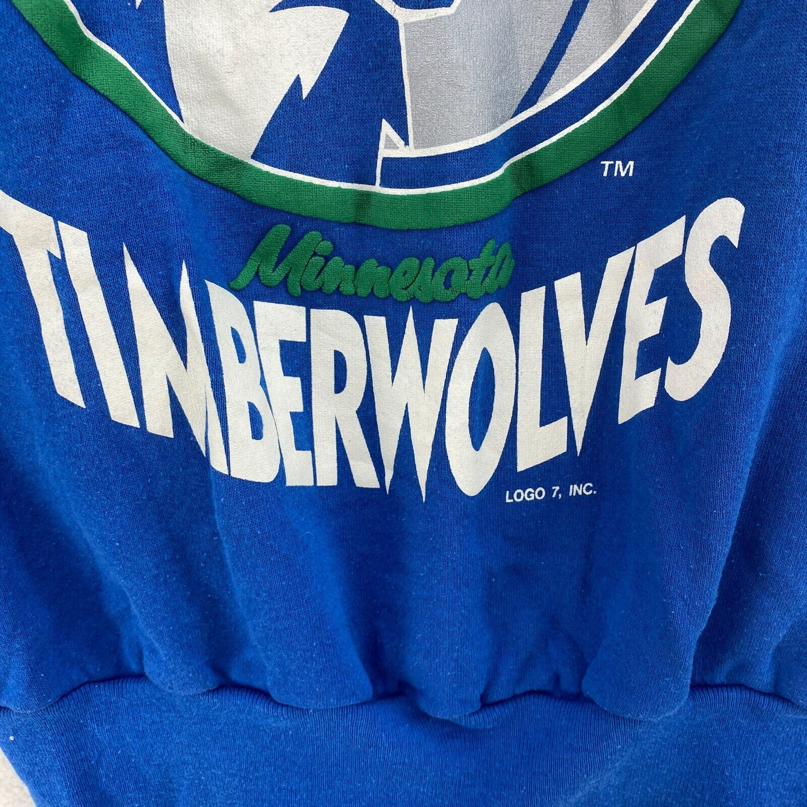 Logo 7 Minnesota Timberwolves NBA Logo Blue Sweatshirt Size M Crew Neck