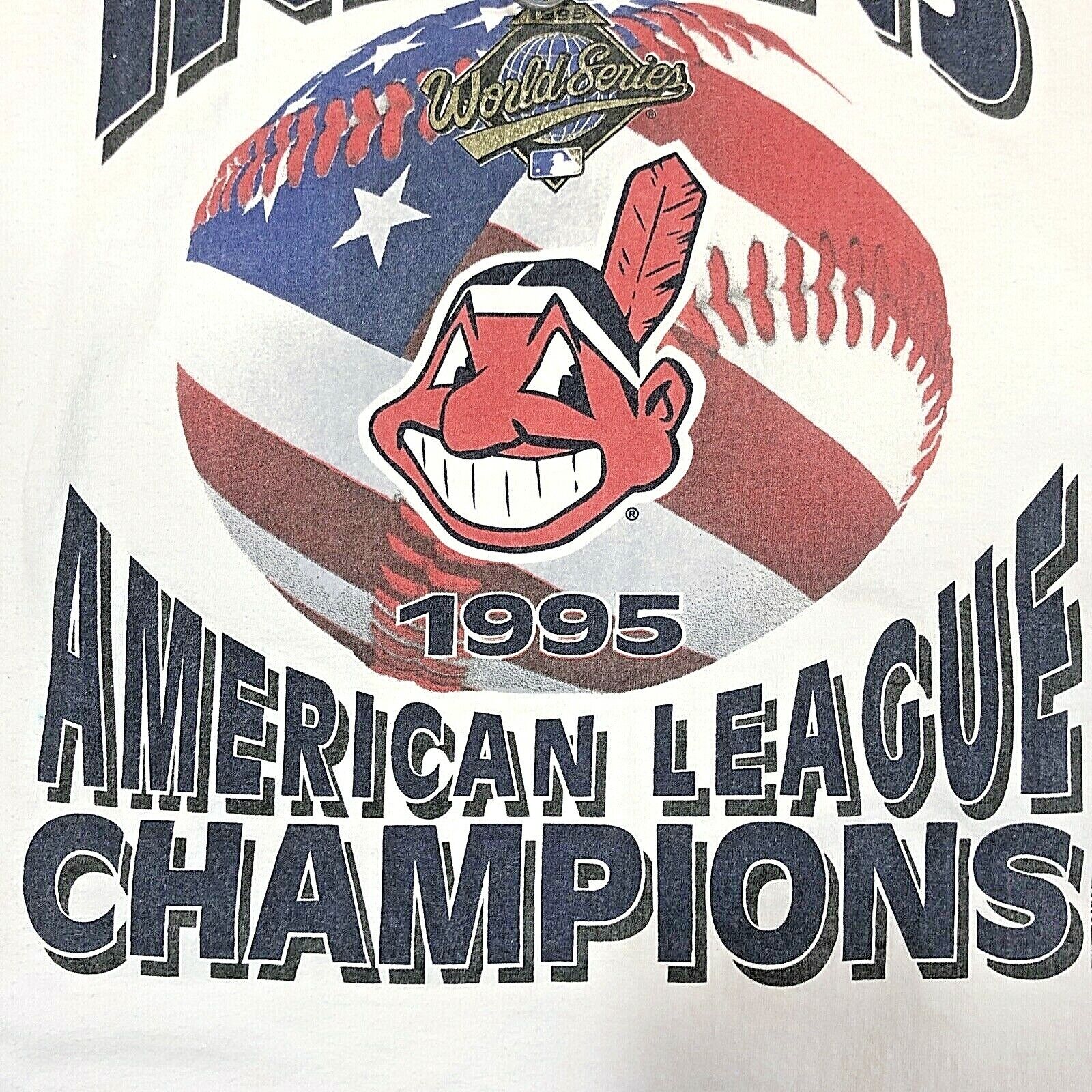 Cleveland Indians 1995 MLB Champ Starter T-shirt Size L Single Stitch