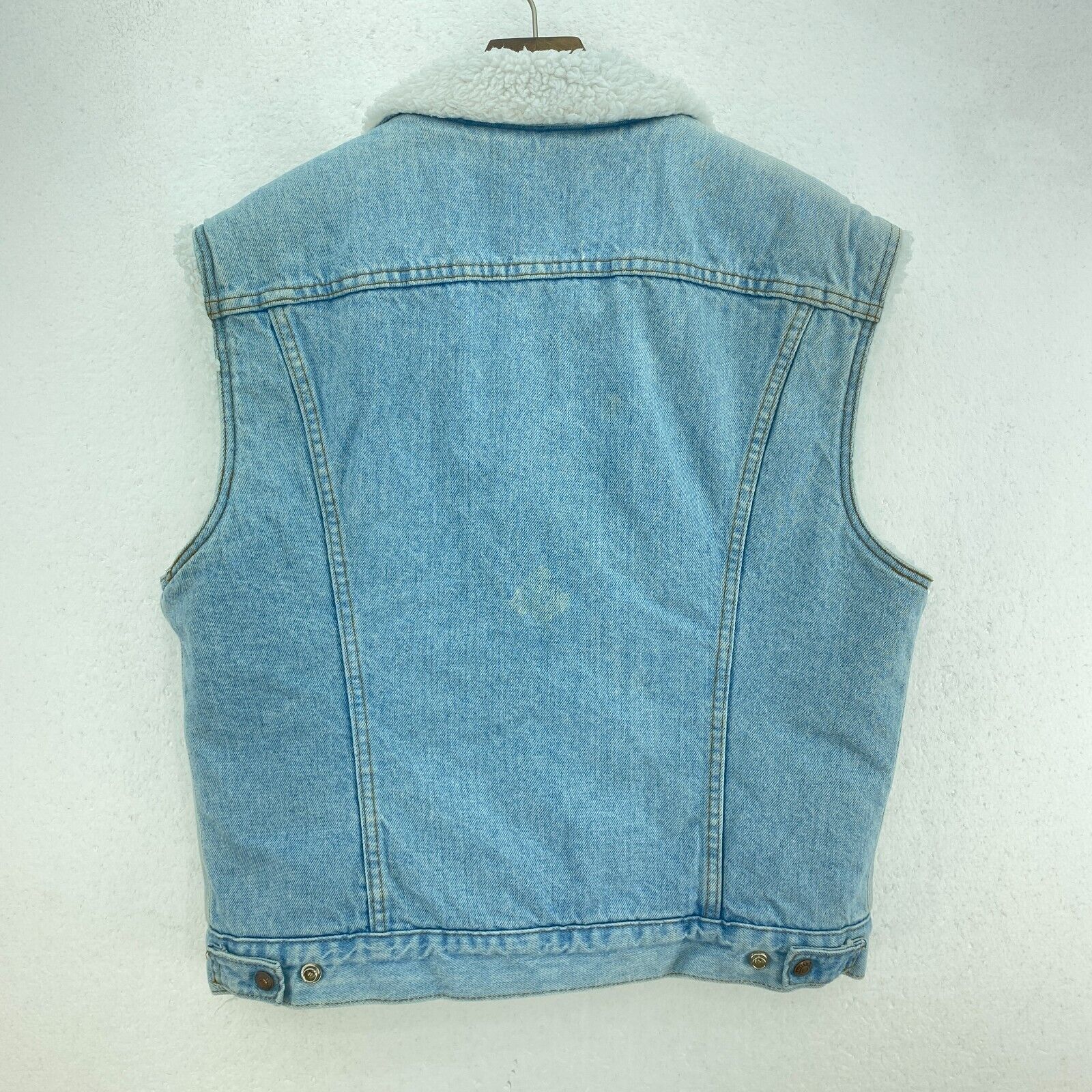 Levi's Sherpa Denim Vest Jacket Blue Light Wash Size M USA