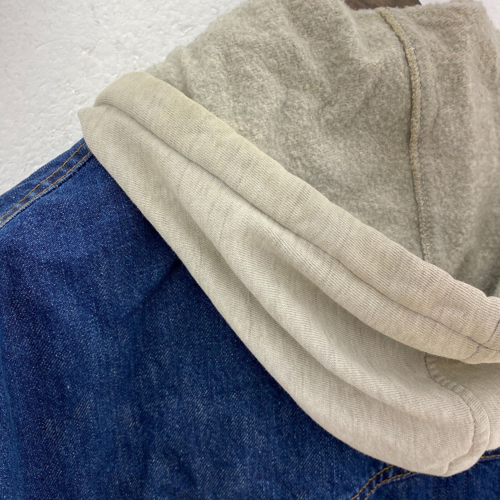 Vintage Polo Ralph Lauren Medium Wash Button Up Denim Hooded Jacket Size L
