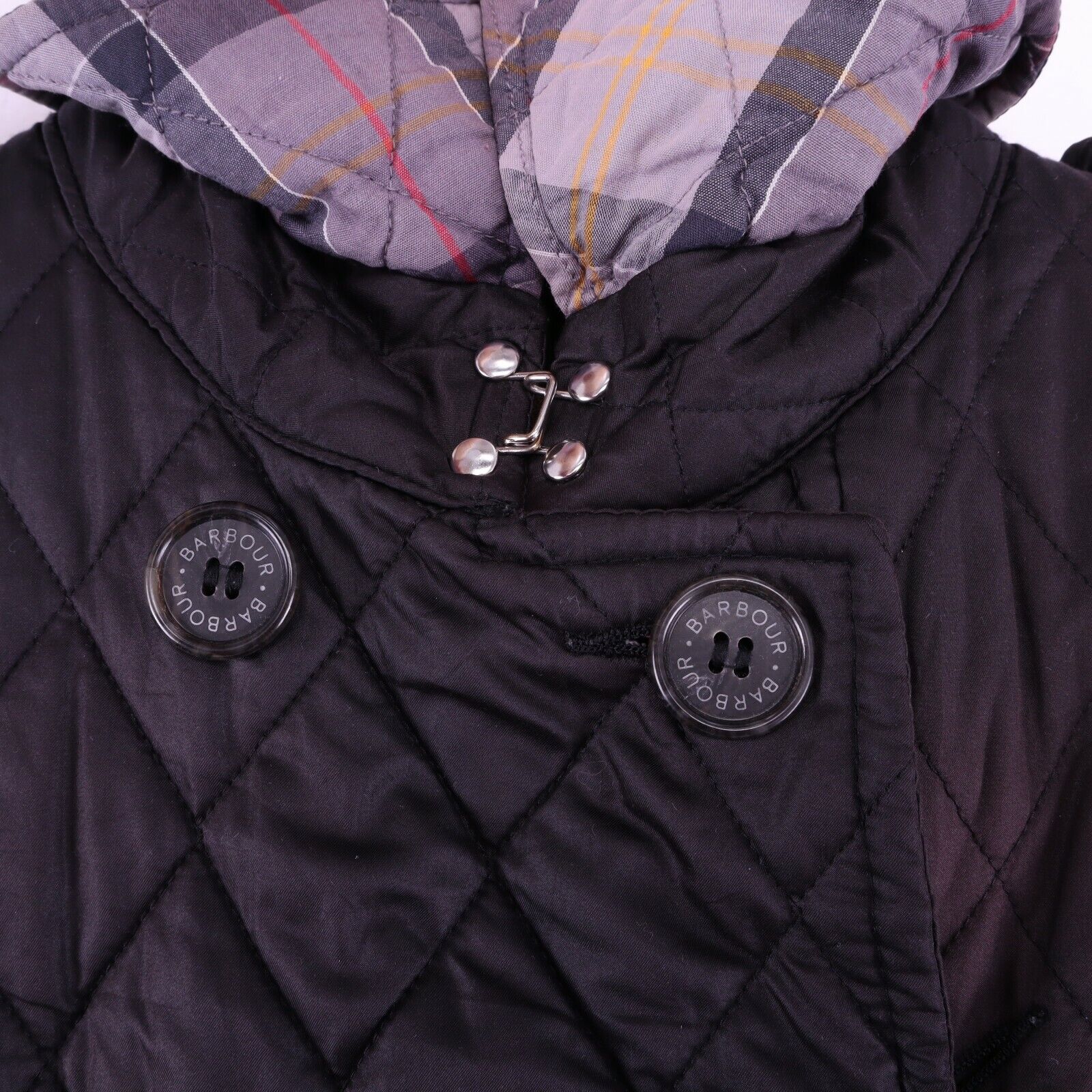 Barbour Valerie Trench Quilt Black Jacket Size 8