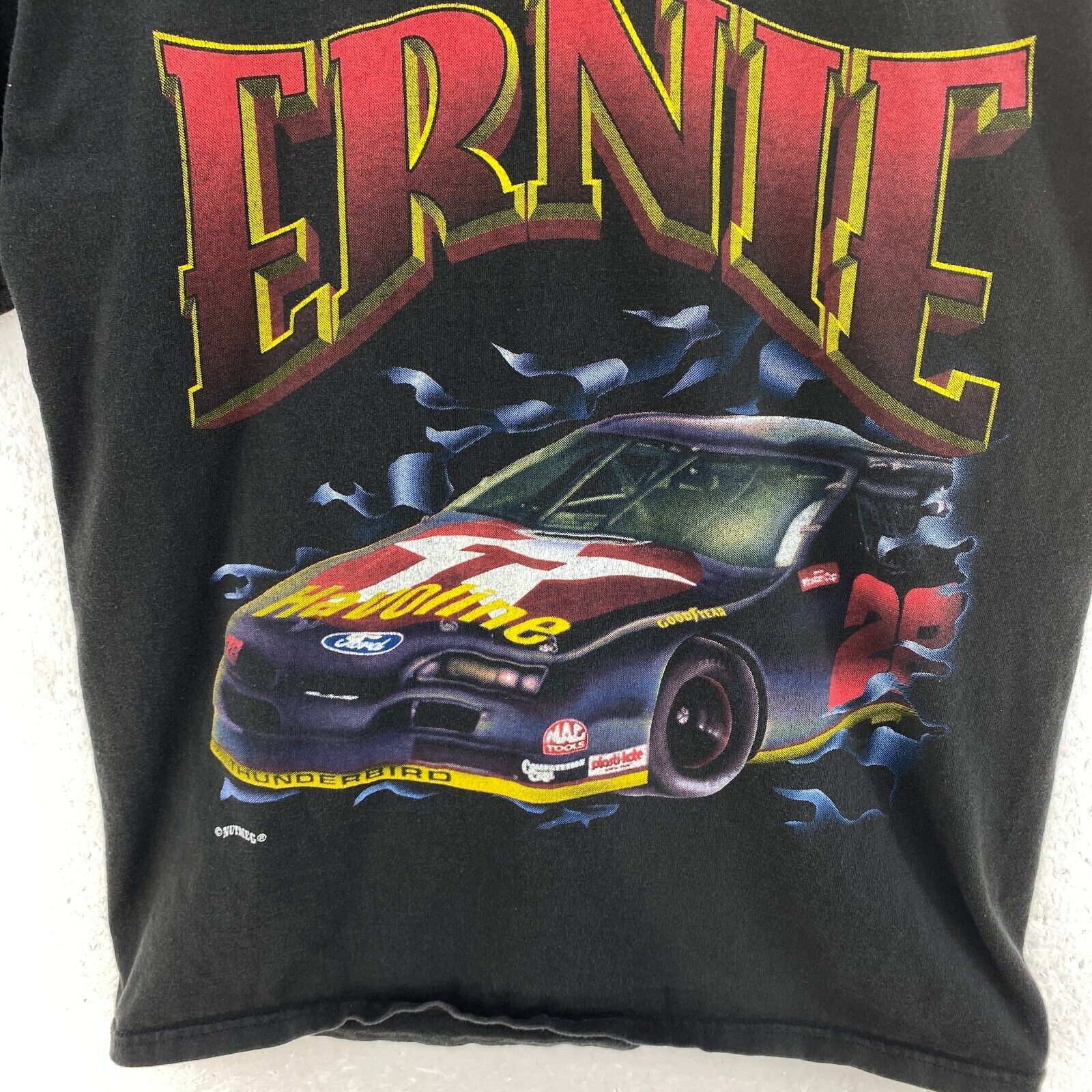 Vintage Nutmeg Ernie Irvan Racing Nascar Black T-shirt Size L