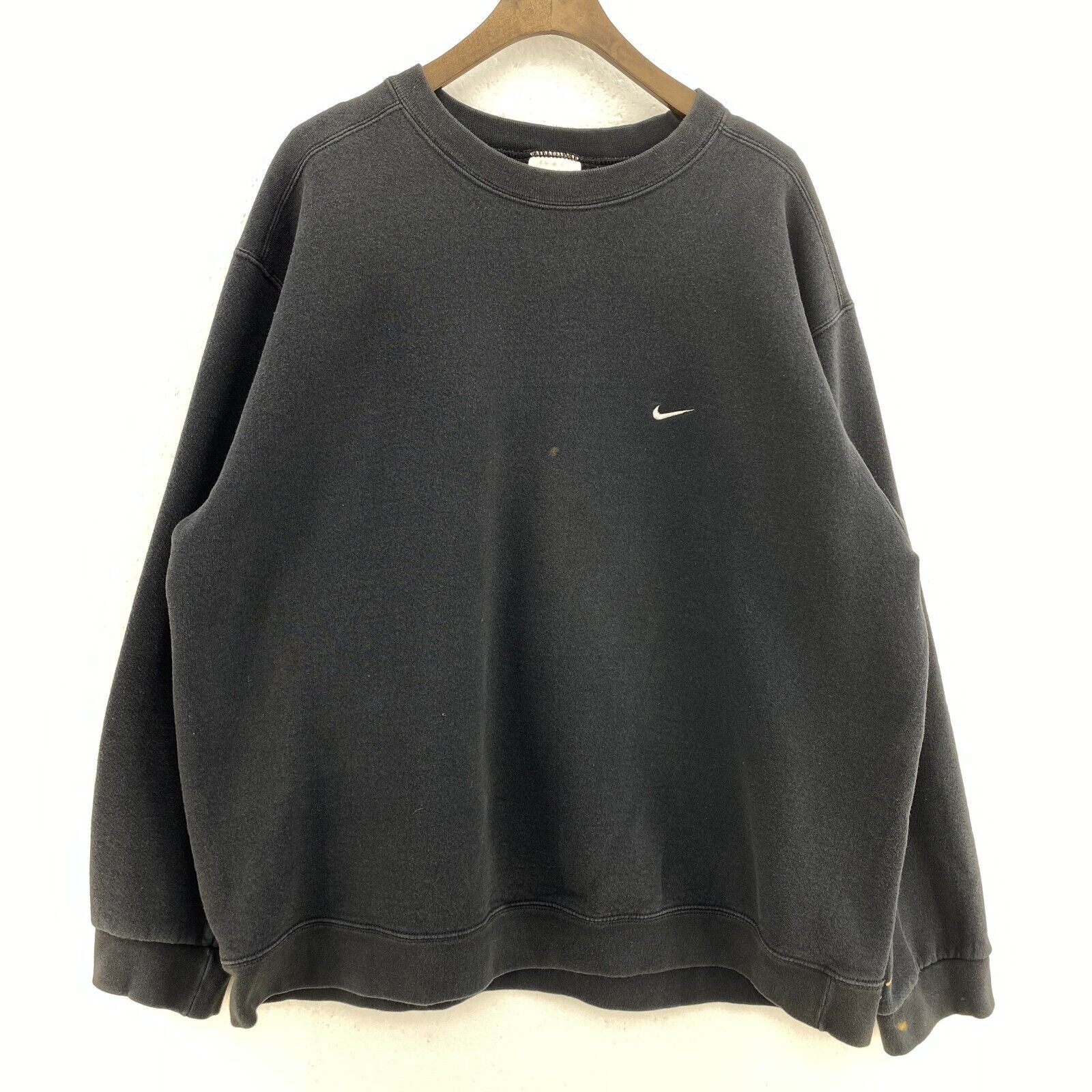 Nike Swoosh Check Embroidered Black Sweatshirt Size XL Crewneck