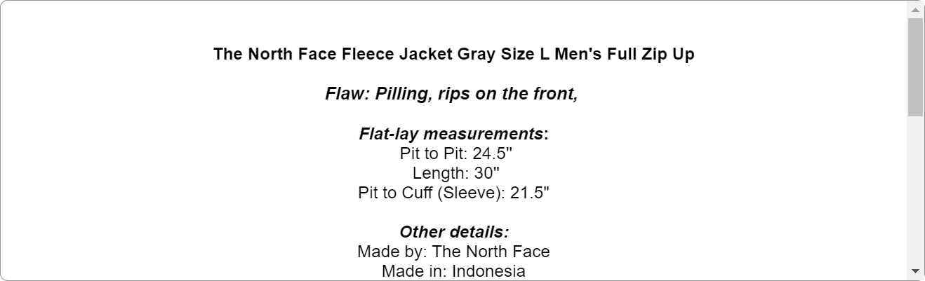 The North Face Fleece Jacket Gray Size L Men's Full Zip Up