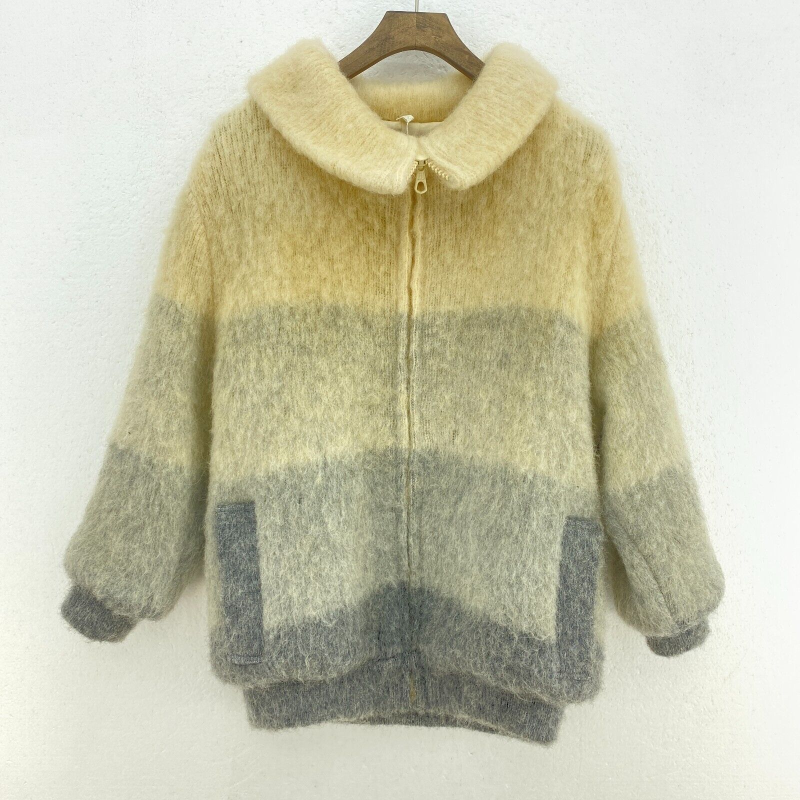 Stobi Denmarck Arctic Wool Beige Vintate Jacket Size S Full Zip Up
