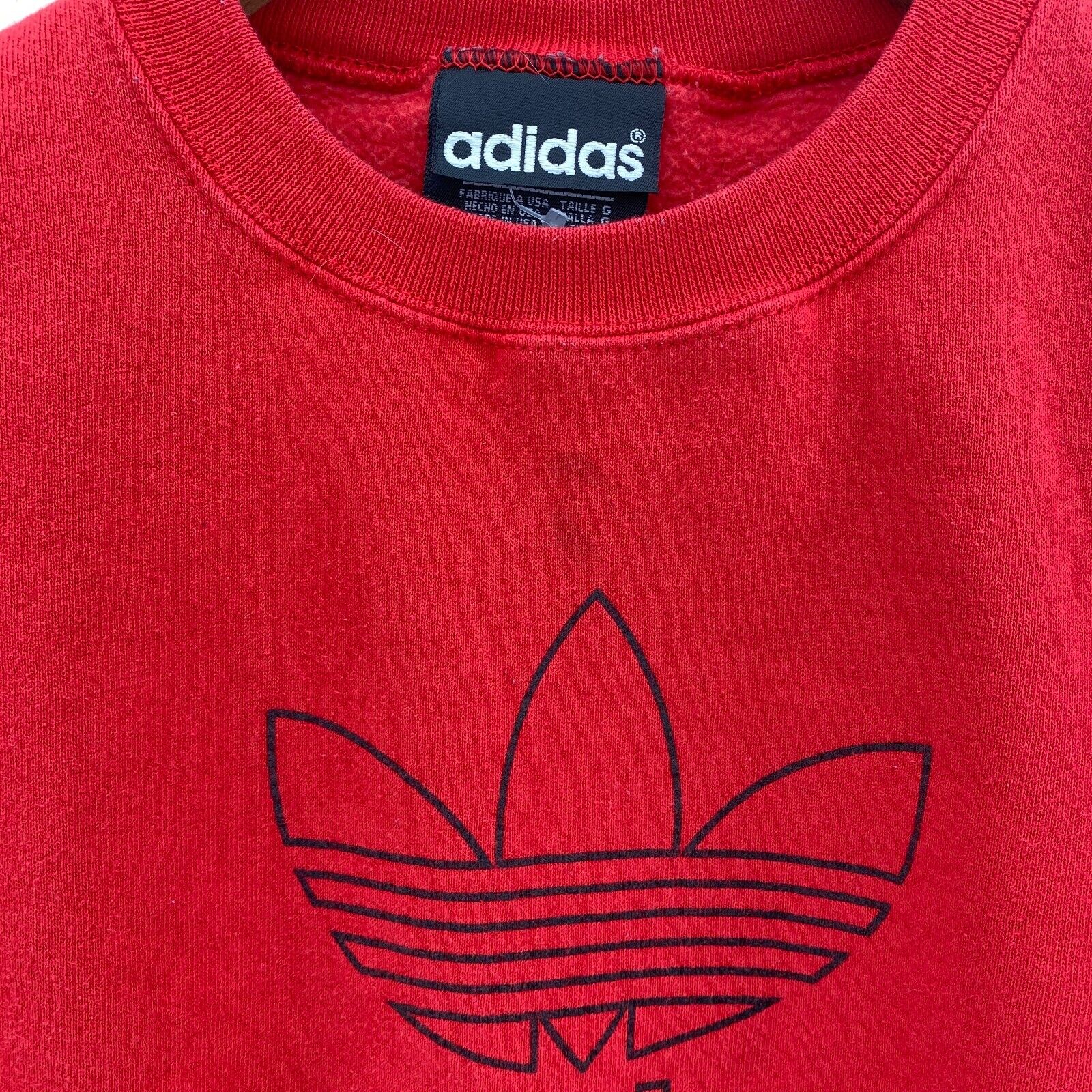 Vintage Adidas Logo Crewneck Red Sweatshirt Size L Kids Pullover