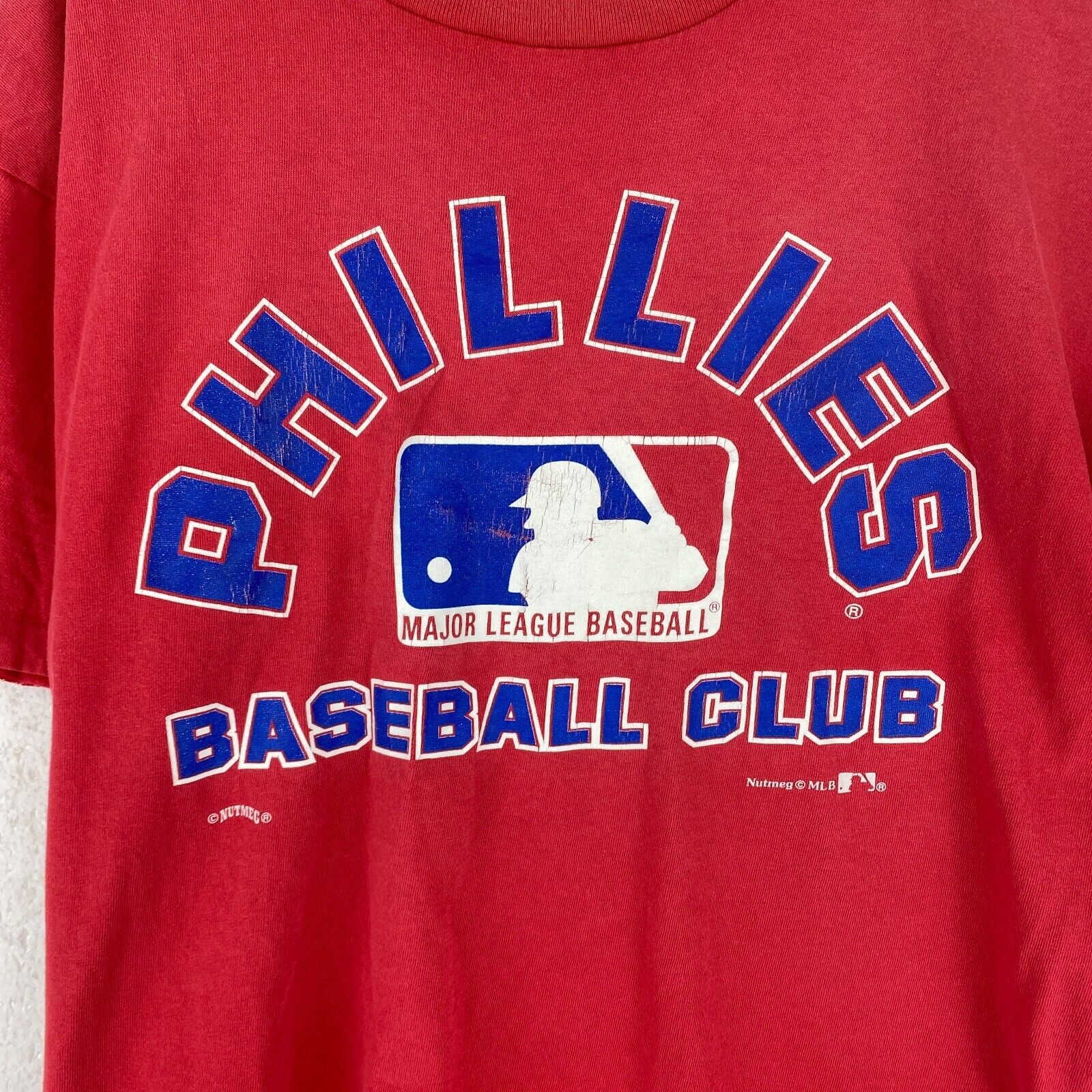 Vintage Nutmeg MLB Philadelphia Phillies Red T-shirt Size XL Single Stitch