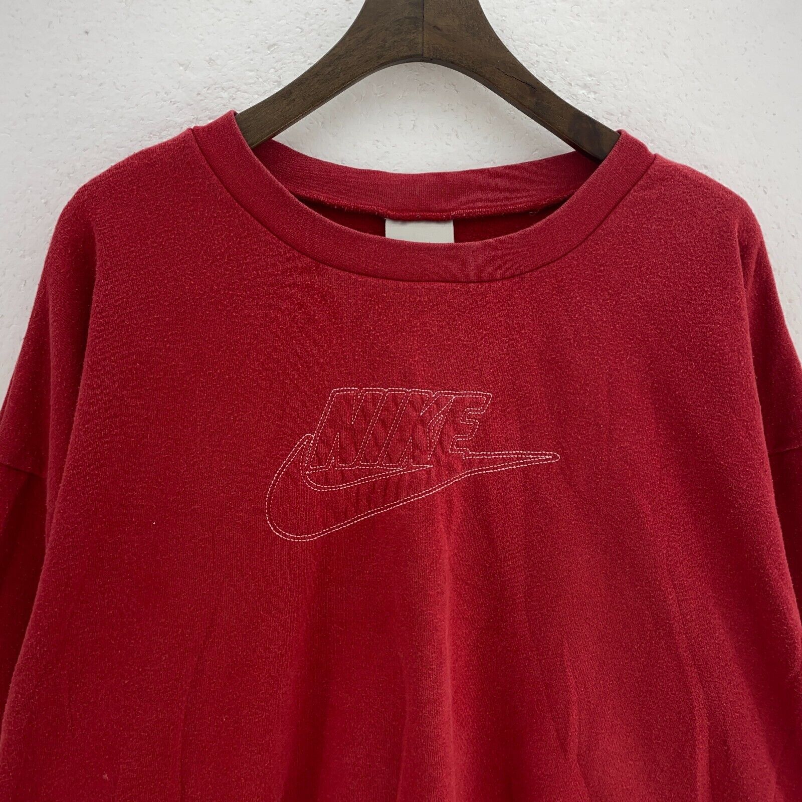 Nike Stitch Logo Red Crew Neck Sweatshirt Size XL