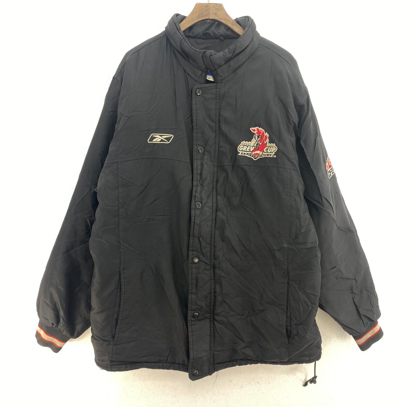 Reebok 92nd Grey Cup CFL 2004 Ottawa Black Insulated Jacket Size M Full Zip Up