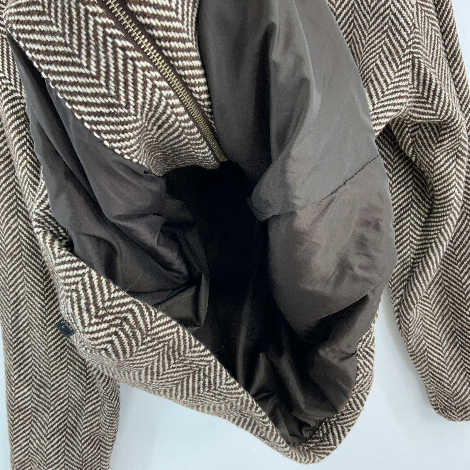Sean John Herringbone Pattern Wool Coat Jacket Women's Size XL