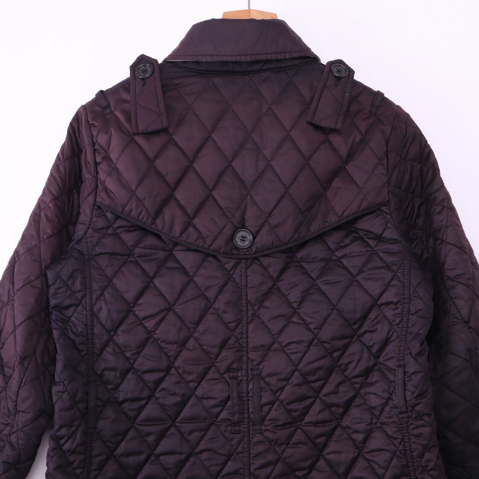 Barbour Valerie Trench Quilt Black Jacket Size 8