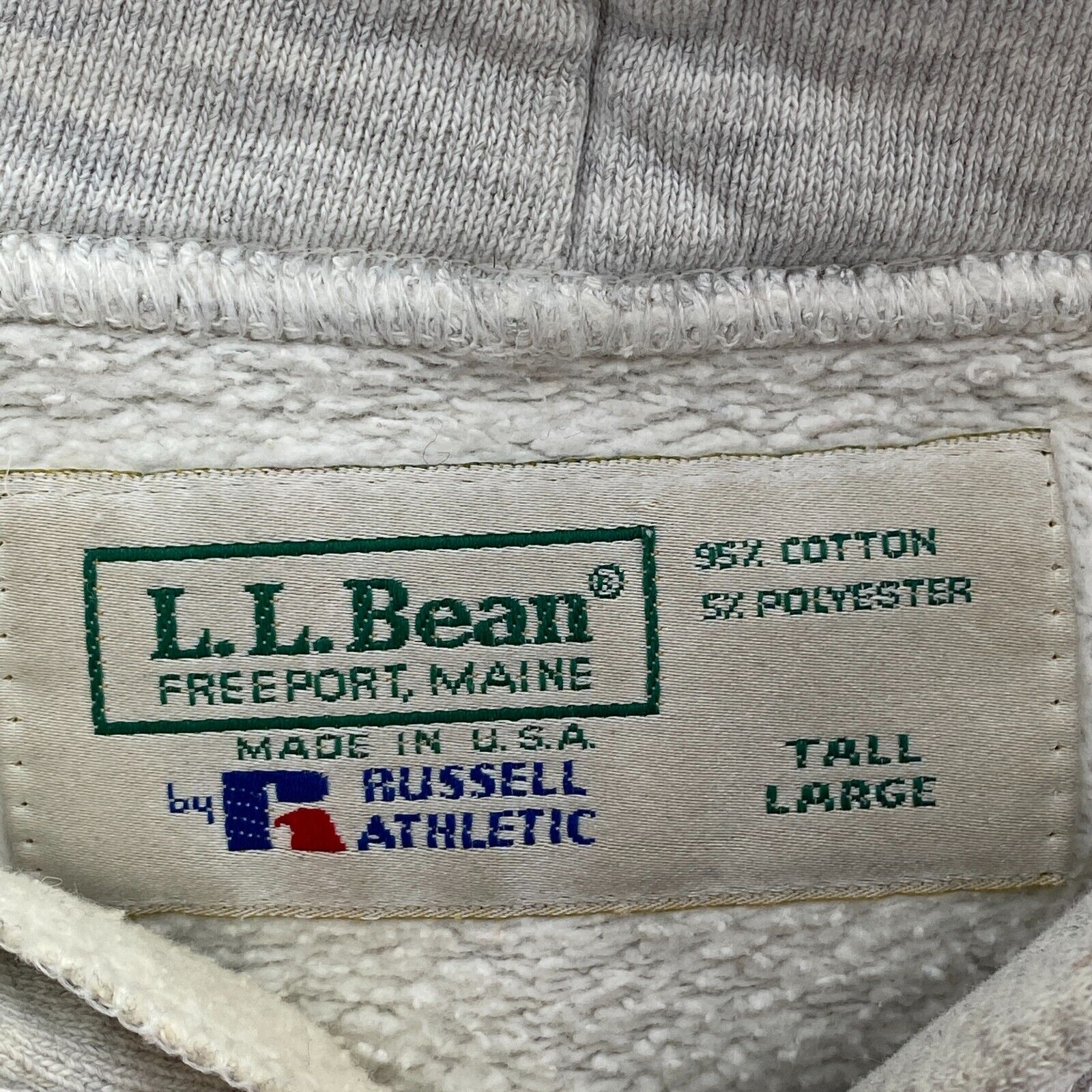 L.L Bean By Russell Athletic Gray Hoodie Size L 1/4 Button