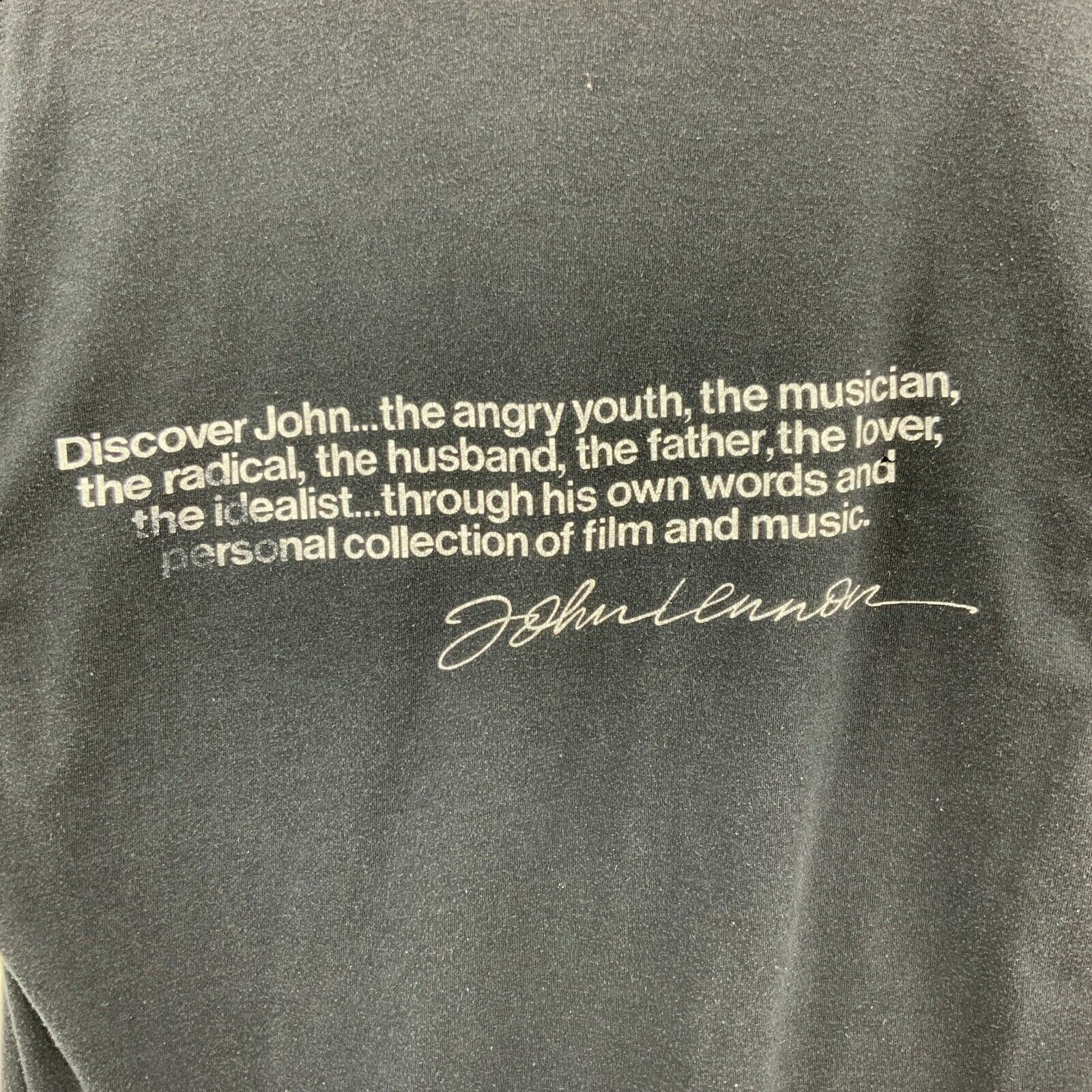 1988 Warner Bros Imagine John Lennon Portrait Beatles Black T-shirt Size L