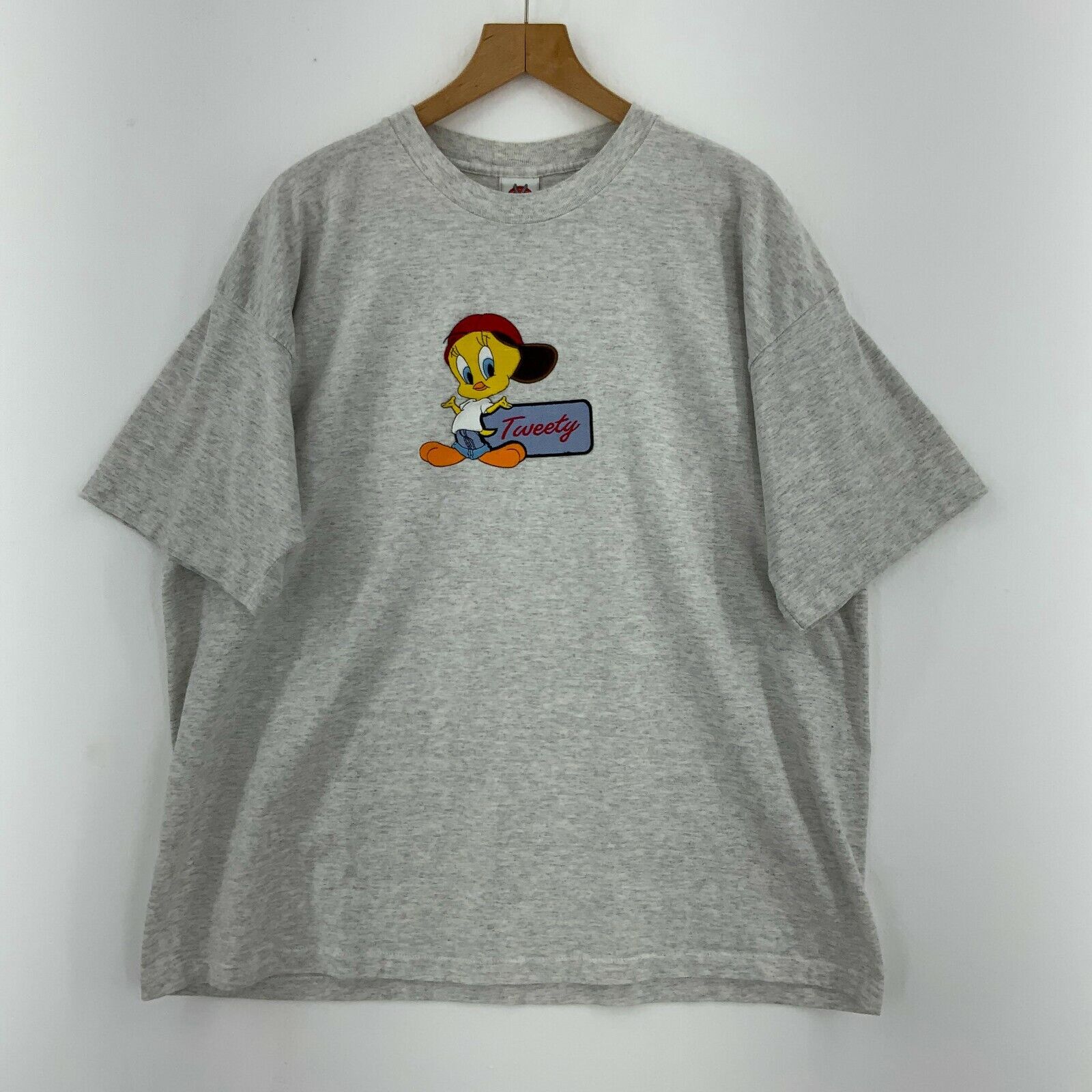 Looney Tunes Tweety Bird Embroidered Graphic Gray T-shirt Size 2XL Single Stitch