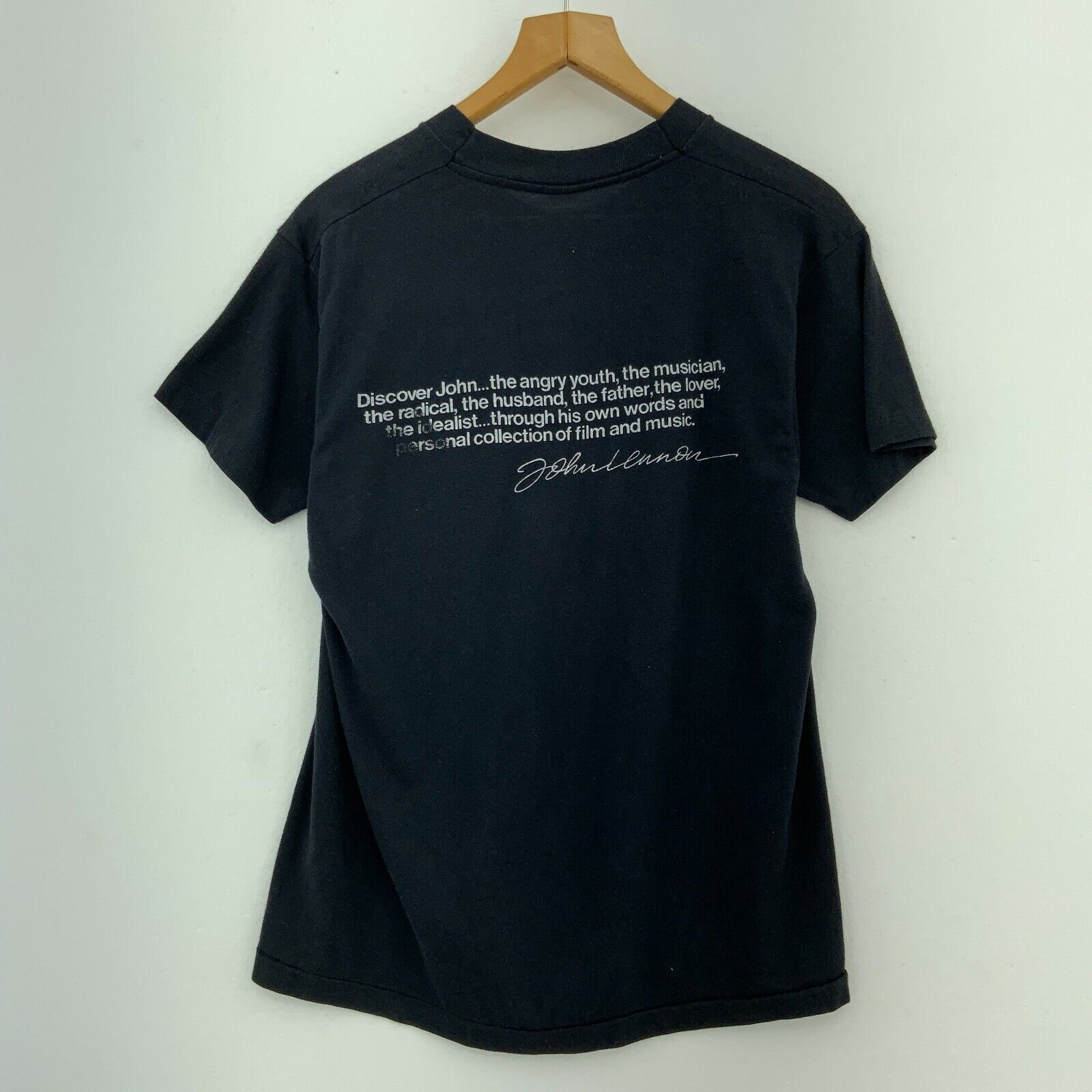 1988 Warner Bros Imagine John Lennon Portrait Beatles Black T-shirt Size L