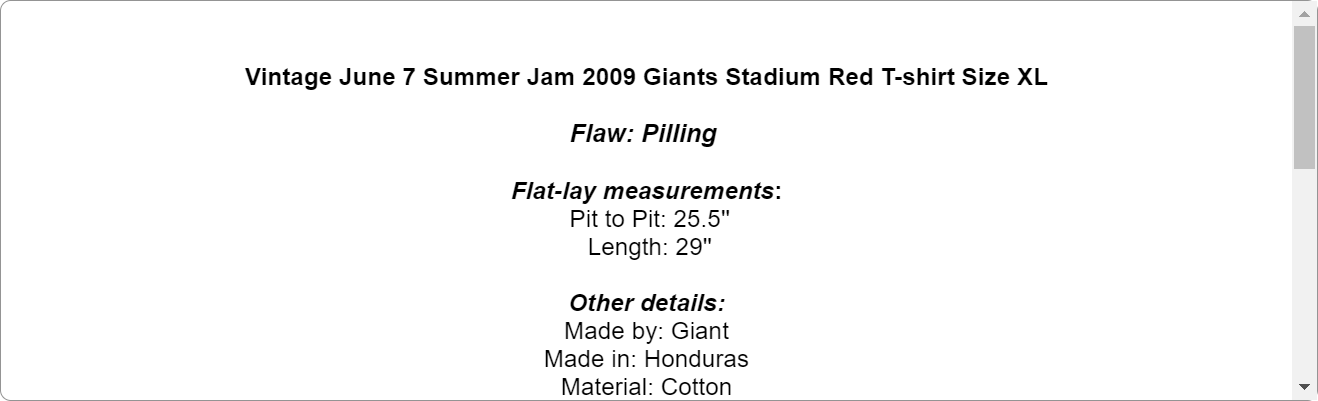 Vintage June 7 Summer Jam 2009 Giants Stadium Red T-shirt Size XL