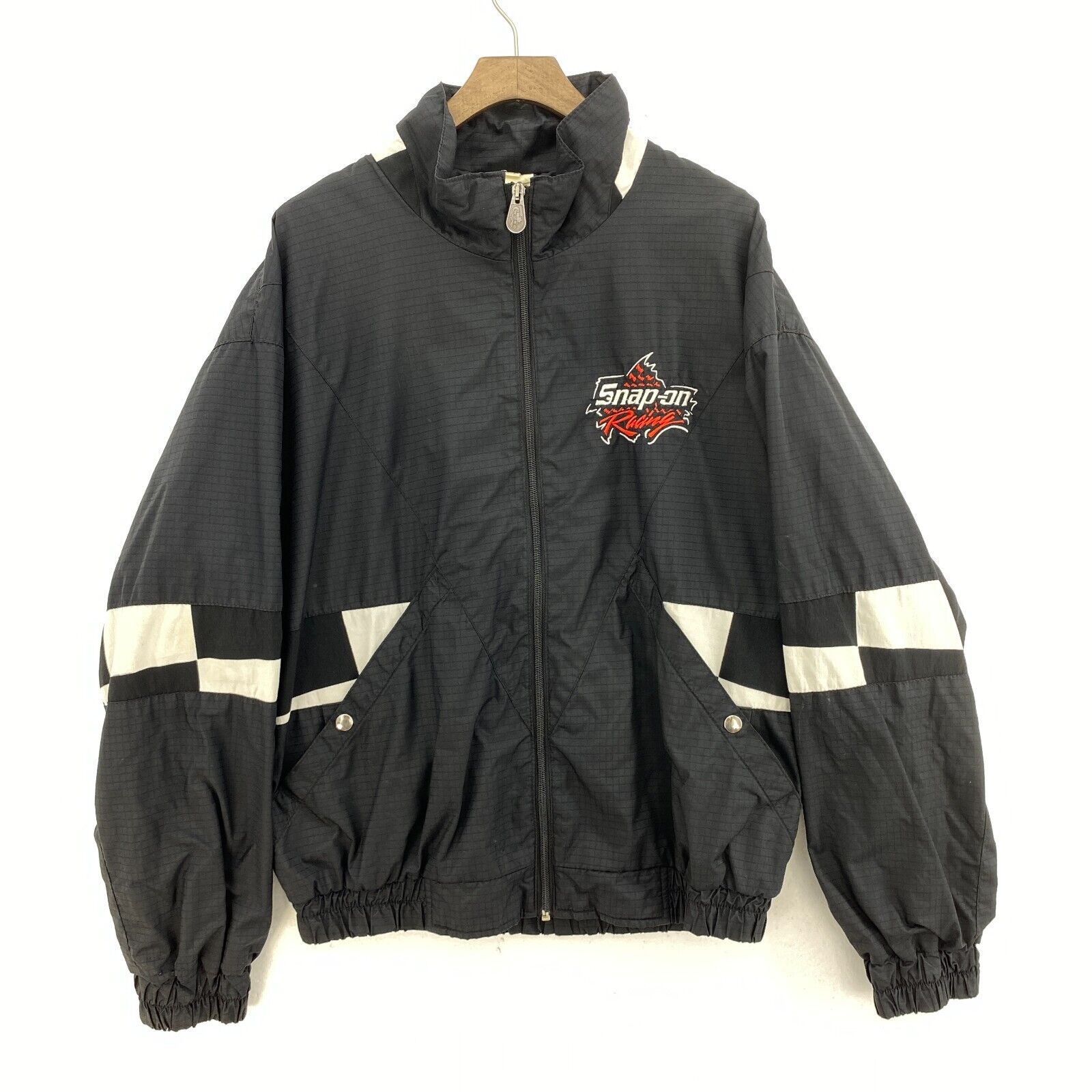 Snap On Racing Cars Black Vintage Windbreaker Light Jacket Size L