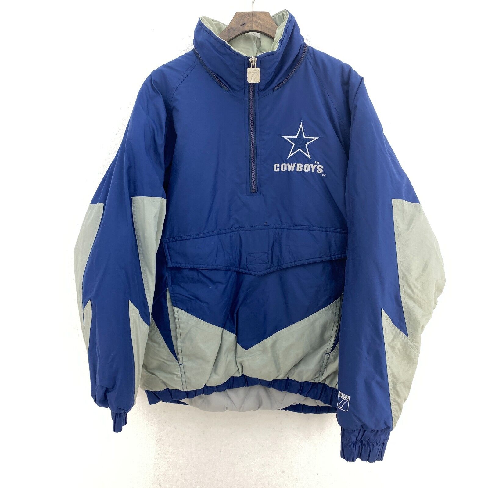 Logo 7 Dallas Cowboys Logo NFL Insulated Blue Jacket Size M 1/4 Zip