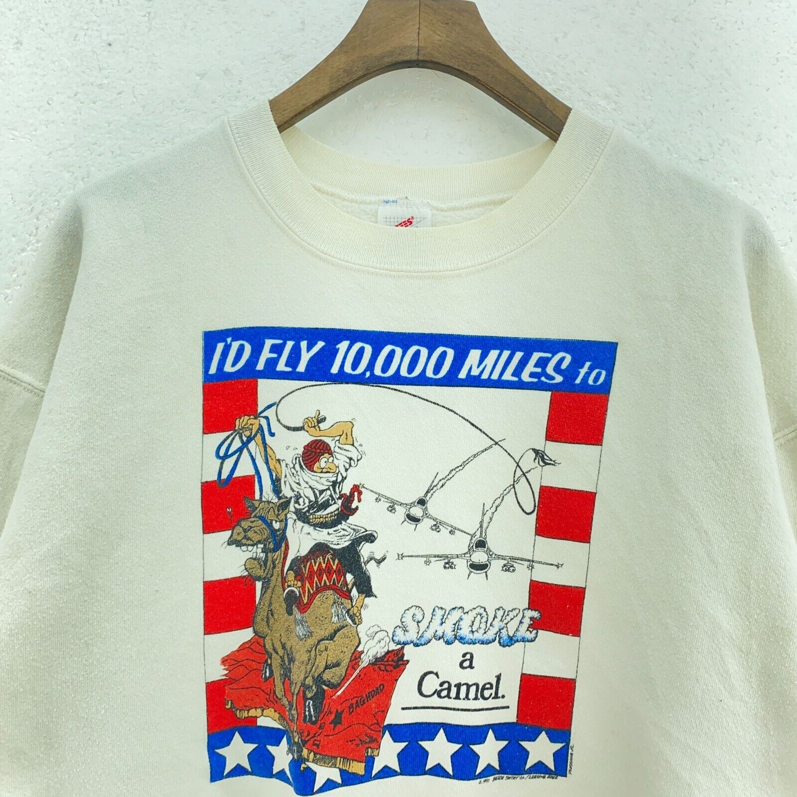 I'D Fly 10000 Miles To Smoke A Camel White Sweatshirt Size L