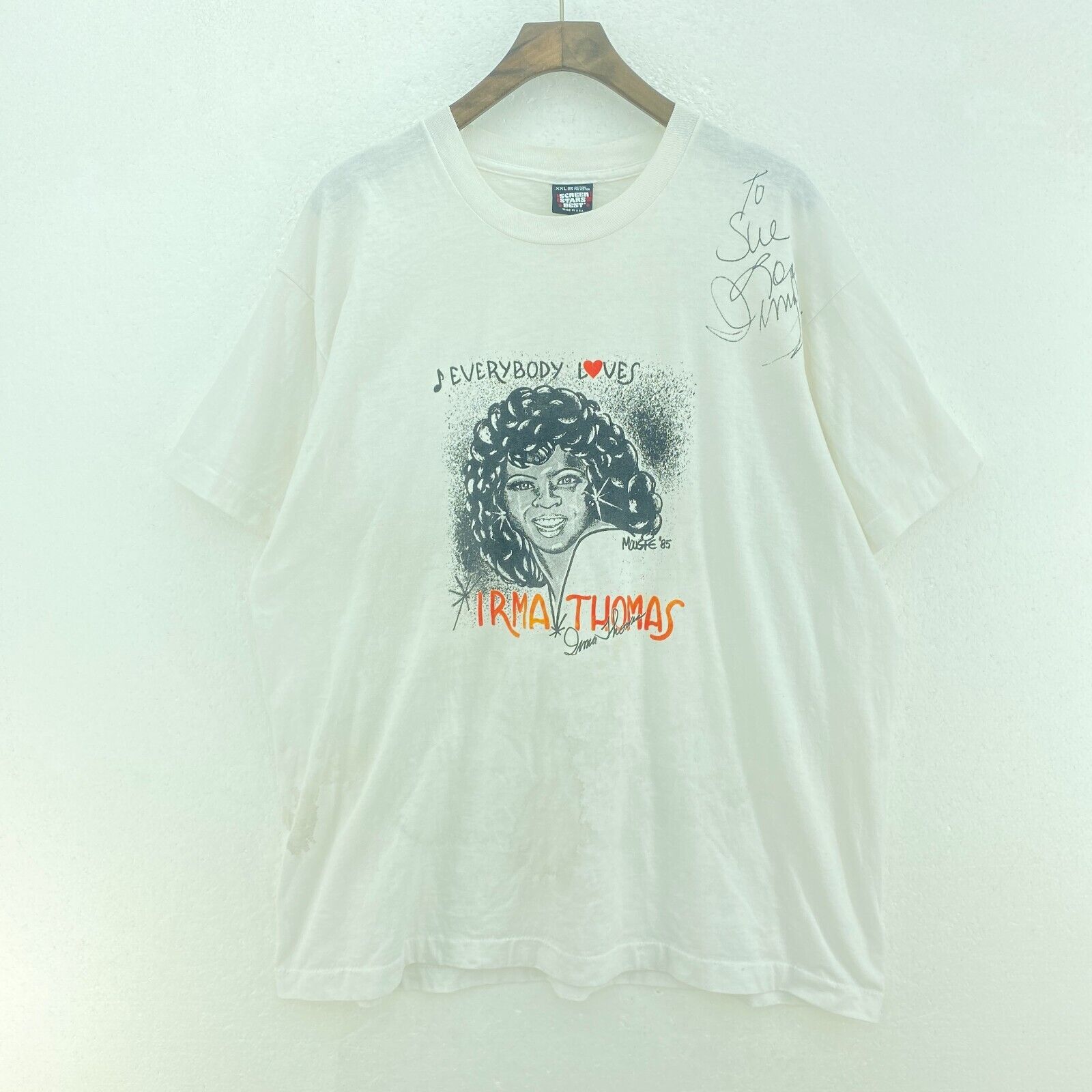 Irma Thomas Everbody Loves Music 85 White T-shirt Size XXL Single Stitch