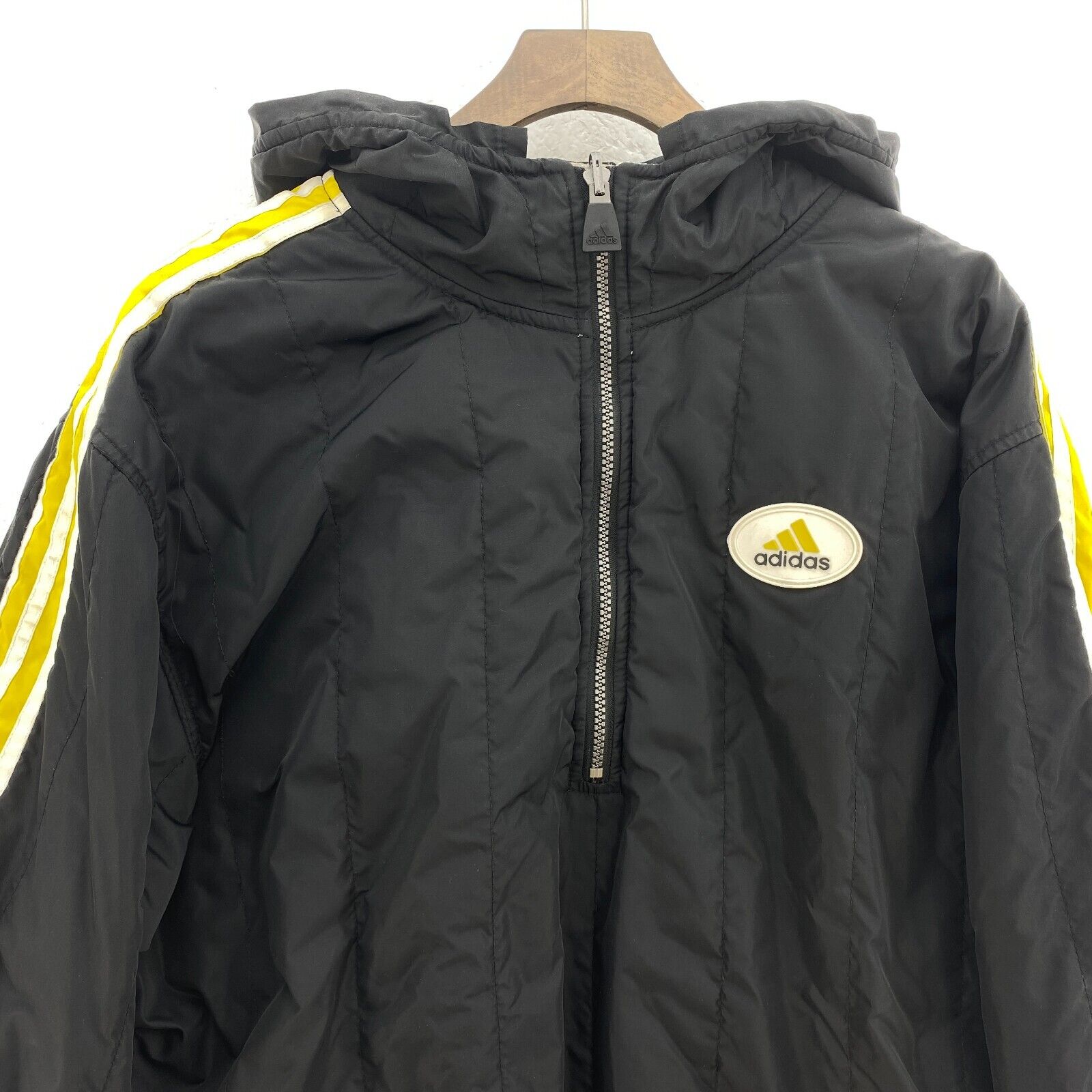 Adidas Reversible Qurter Zip Hooded Black Insulated Pullover Jacket Size M