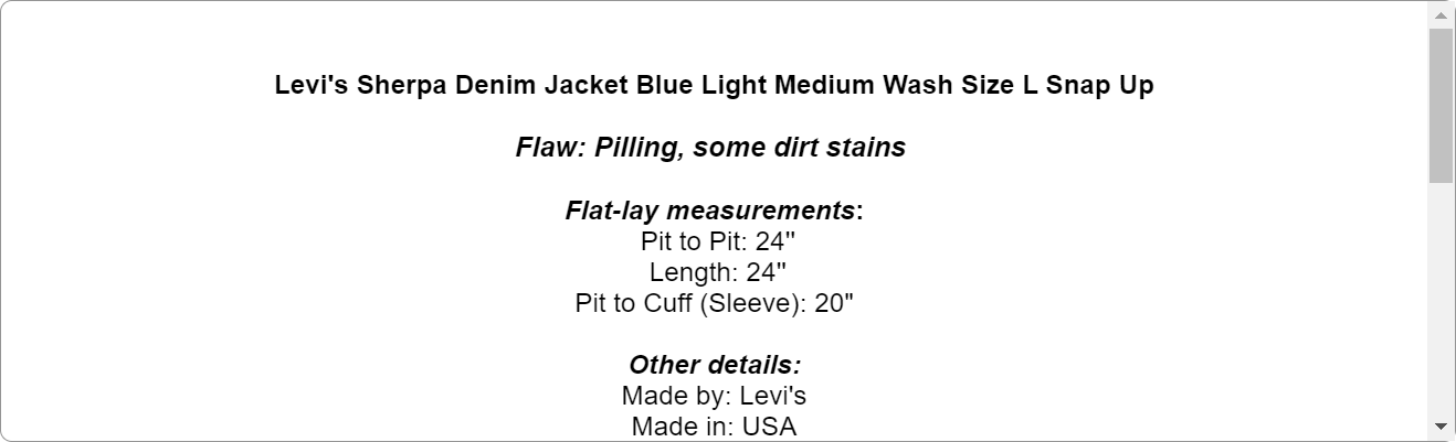Levi's Sherpa Denim Jacket Blue Light Medium Wash Size L Snap Up