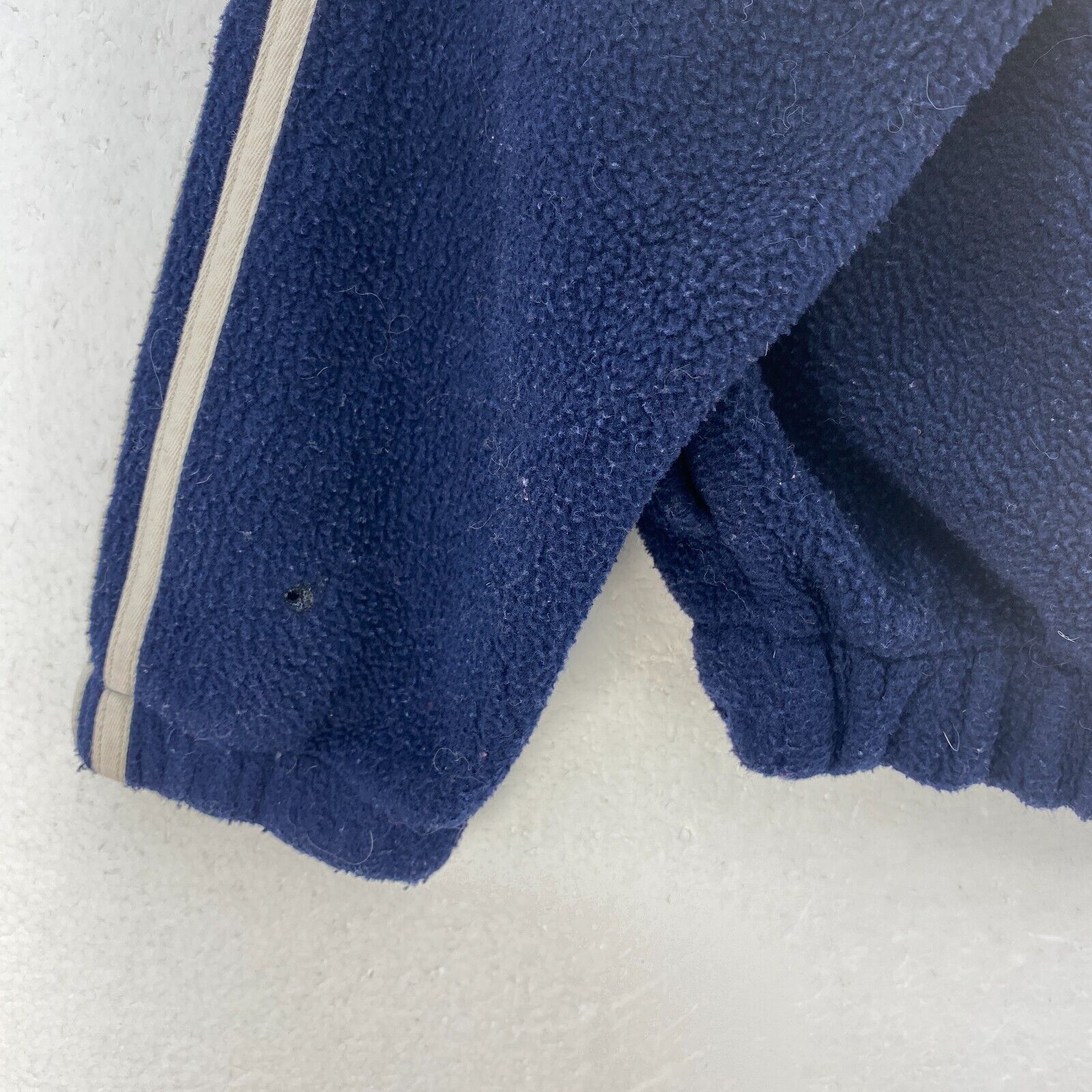 Vintage Adidas 3 Stripe Full Zip Fleece Navy blue Bomber Jacket Size M