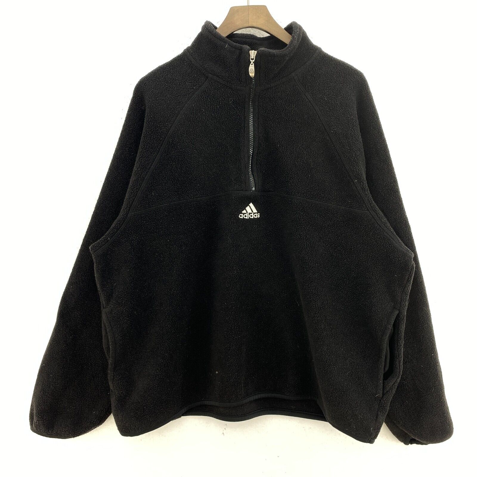 Vintage Adidas Quarter Zip Black Pullover Fleece Jacket Size M