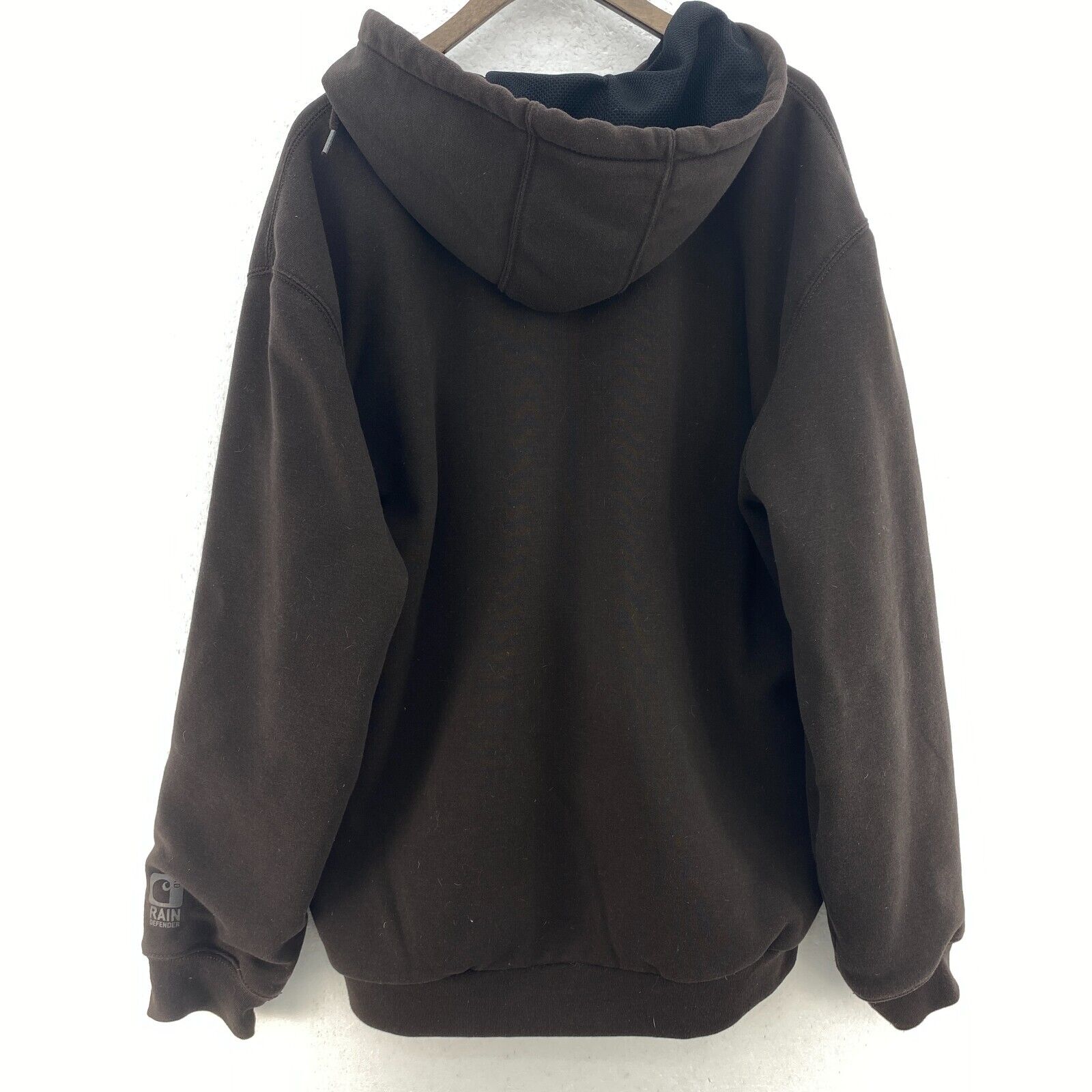 Carhartt Workwear Rain Defender Brown Hooded Jacket Size L Full Zip Up