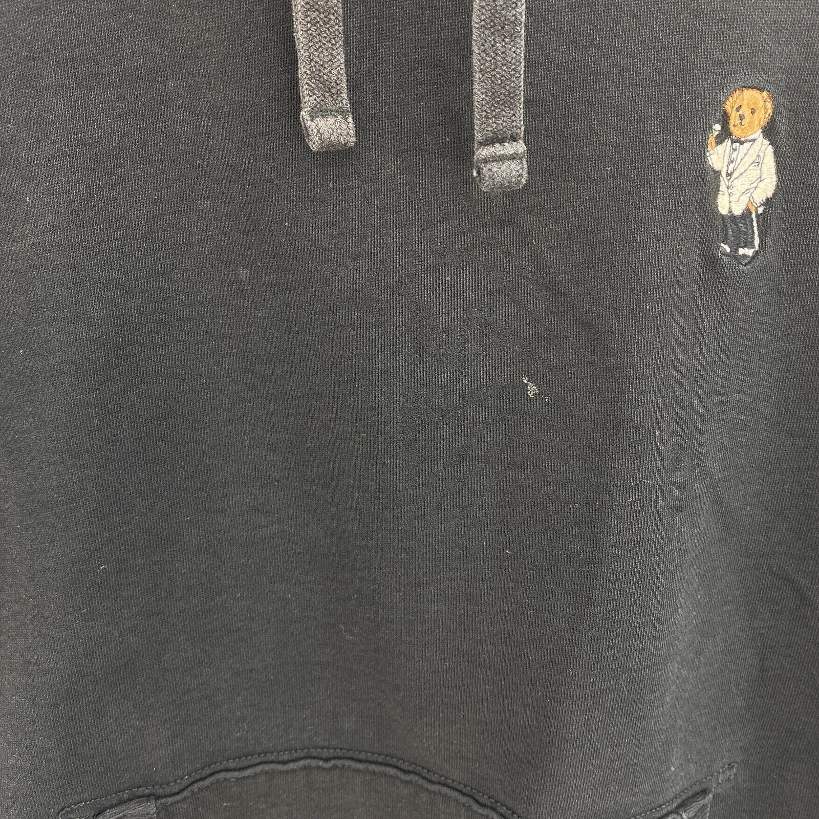 Vintage Polo By Ralph Lauren Teddy Bear Embroidered Hoodie Size S Black