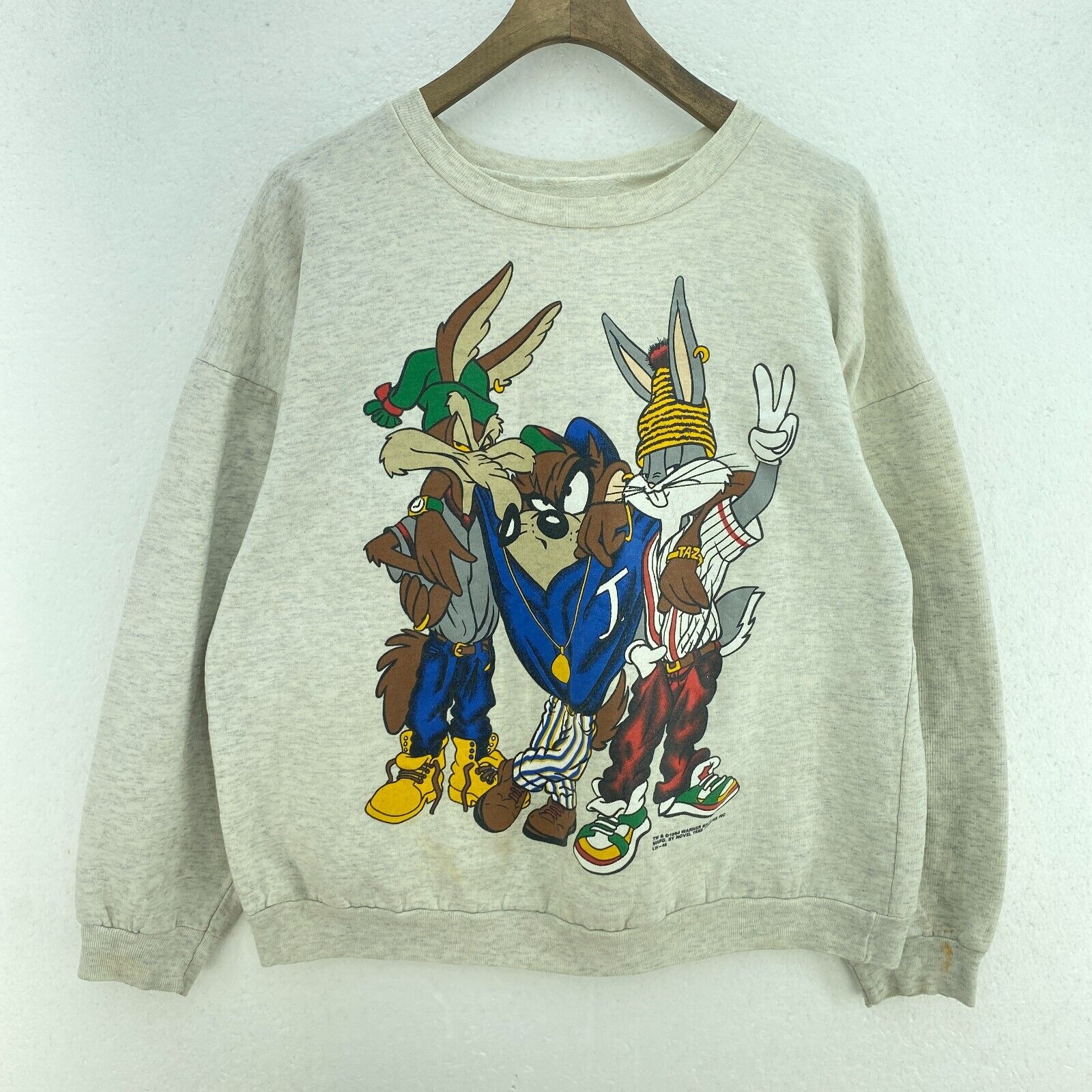 Looney Tunes The Tasmanian Devil Bugs Bunny Gray Sweatshirt Size S Women's