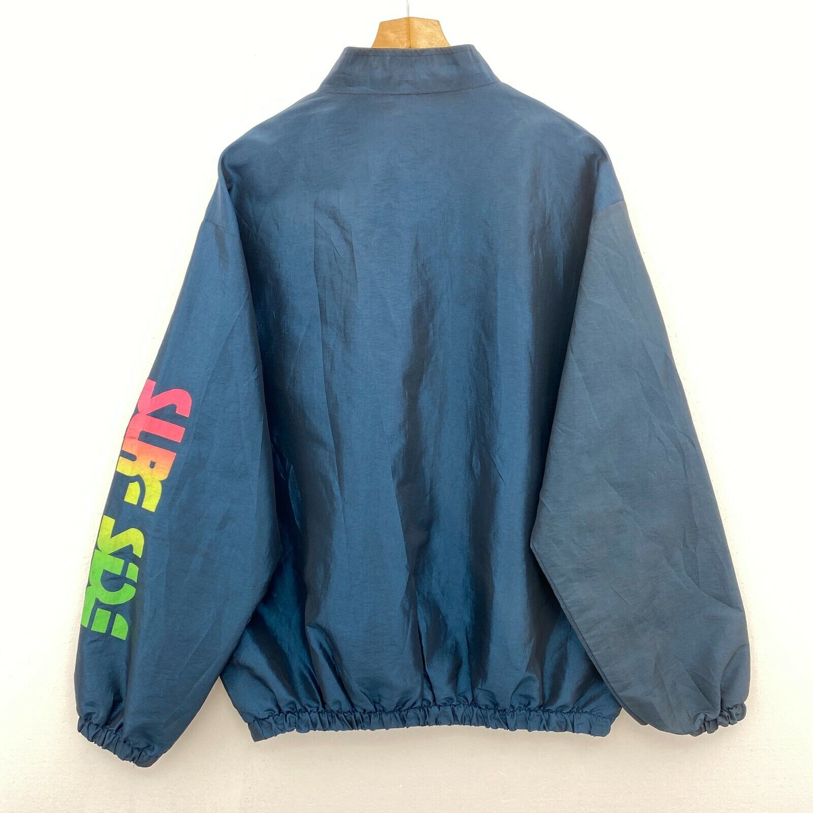 Surf Style Quarter Zip Windbreaker Pullover Jacket Size XL Blue